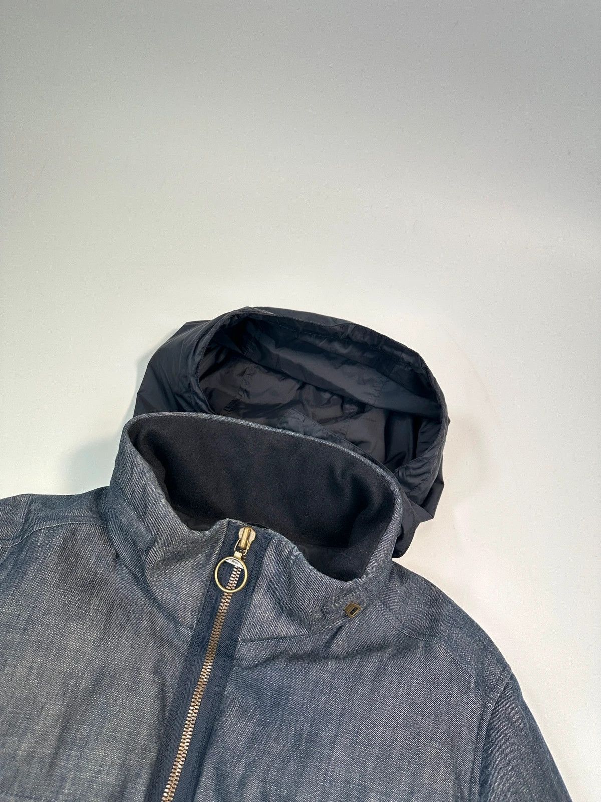 Prada Prada Sport FW04 Denim Blue Hybrid Down Puffer Hooded Jacket Size US L / EU 52-54 / 3 - 3 Thumbnail
