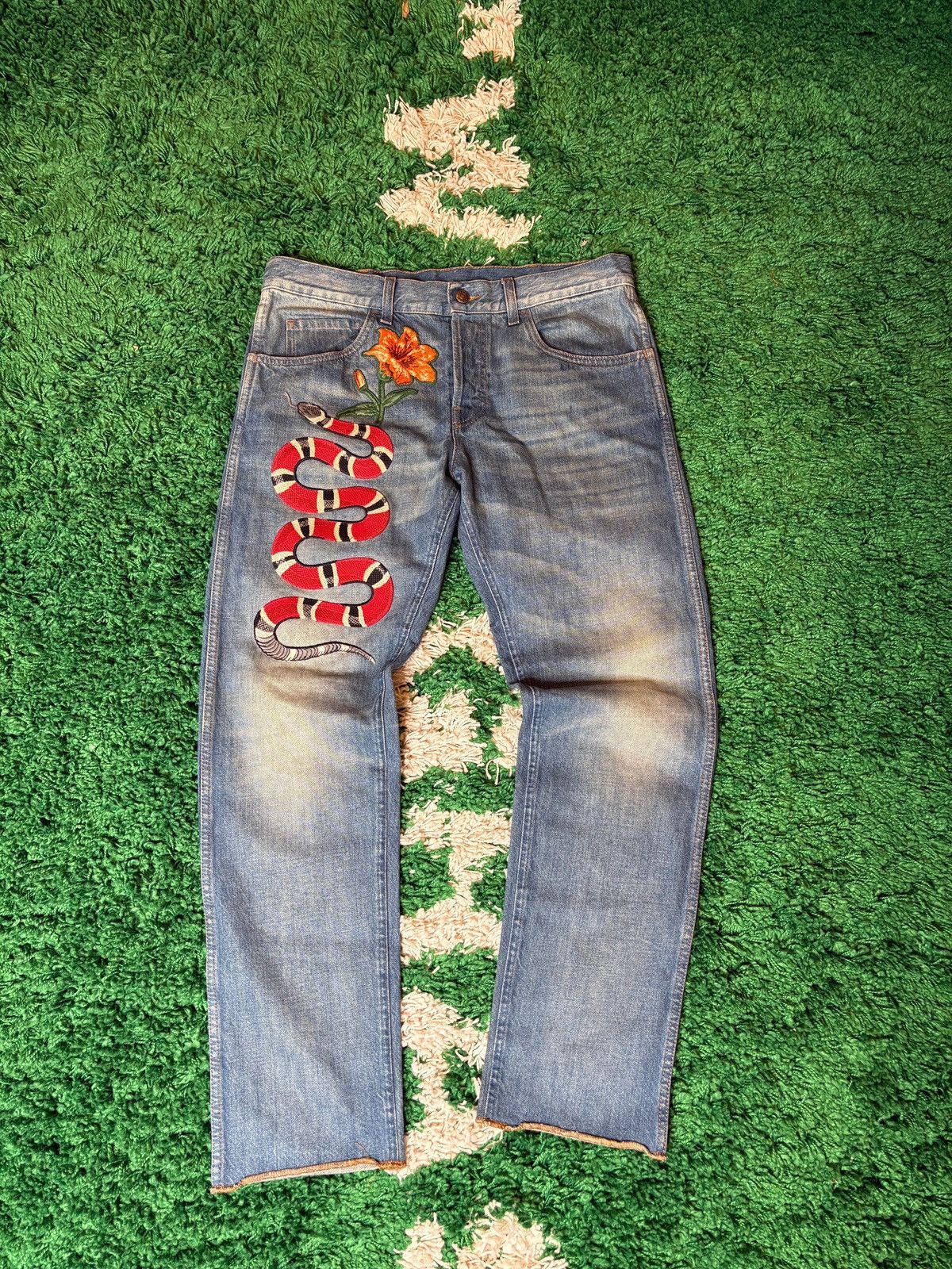 Gucci Gucci King Snake Denim Jeans 32 | Grailed