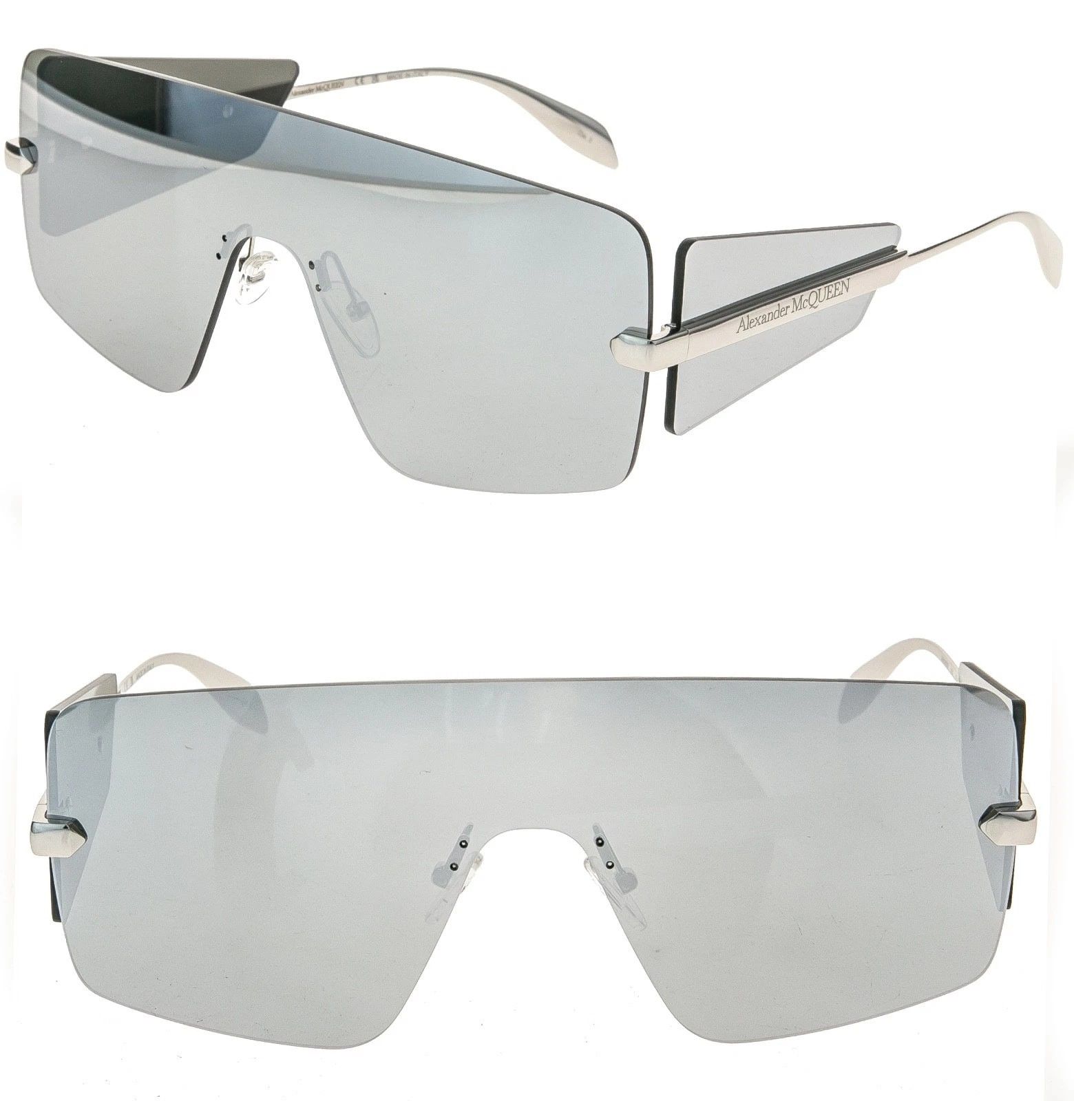 Alexander McQueen ALEXANDER MCQUEEN AM0460S Silver Mirrored 0460 002 Size ONE SIZE - 1 Thumbnail