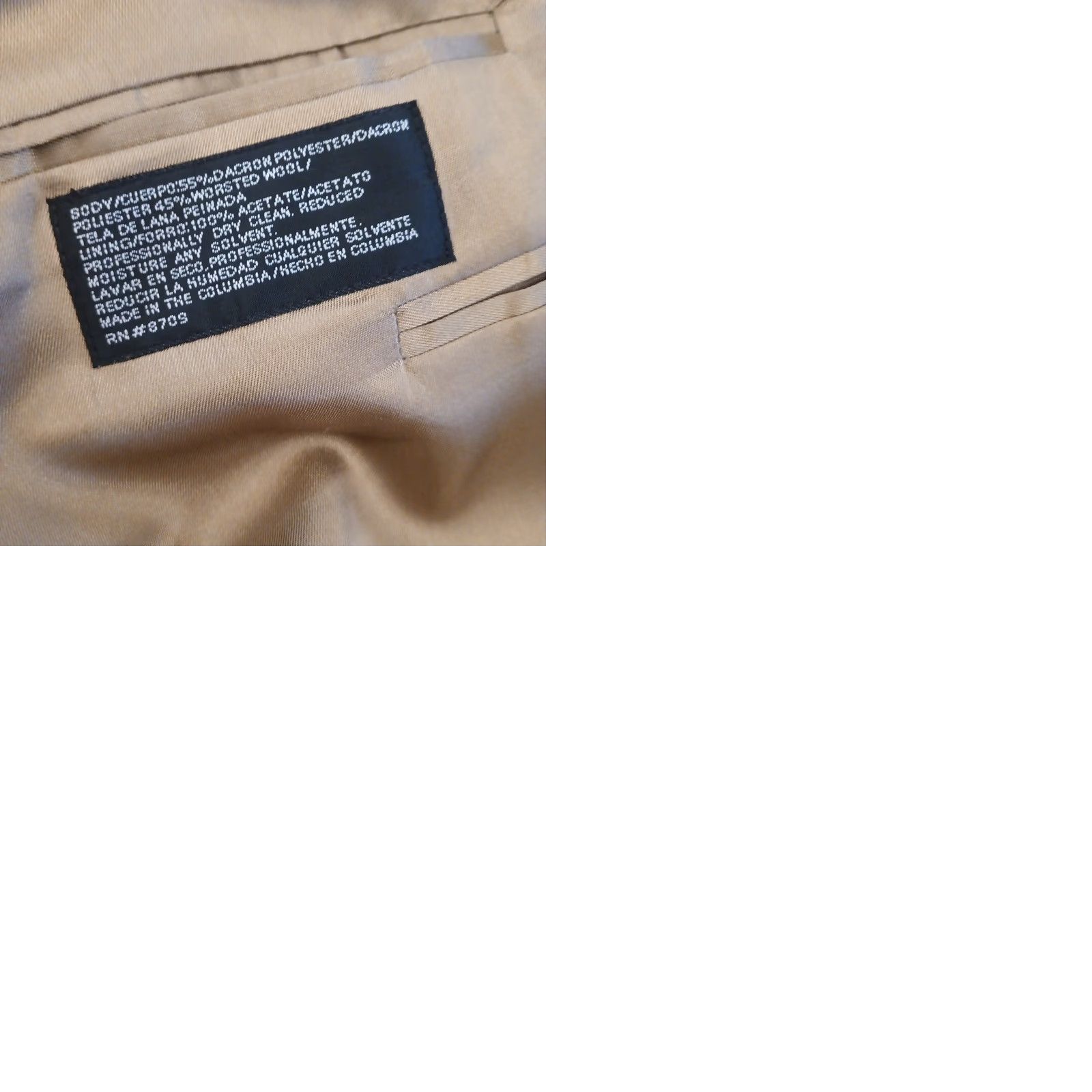 Stafford Stafford Blazer Mens 50 Beige Houndstooth Check Wool Blend Single Vent Jacket Front Button Style: Two-Button Notch Lapel 2 Piece Regular Length Mens Size 50R - 9 Thumbnail