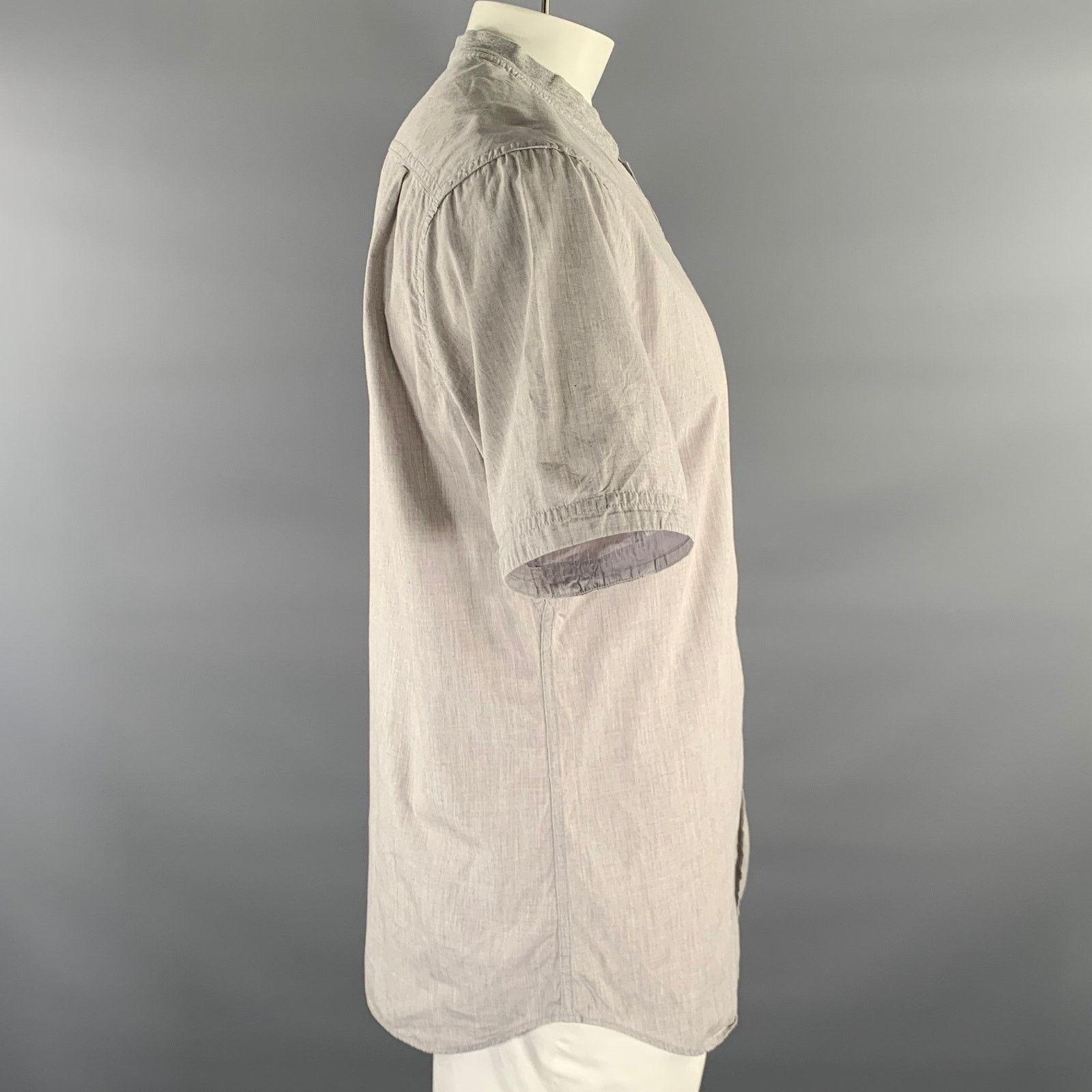 Wings + Horns WINGS and HORNS XL Grey Heather Band Collar S/S Shirt Size US XL / EU 56 / 4 - 3 Thumbnail