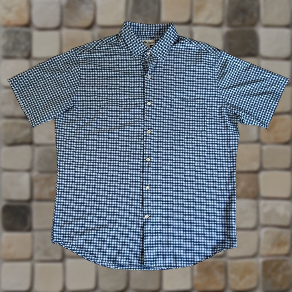 Peter Millar Peter Millar Summer Comfort Men Shirt Short Sleeve Button-Up Check Blue L Size US L / EU 52-54 / 3 - 1 Thumbnail
