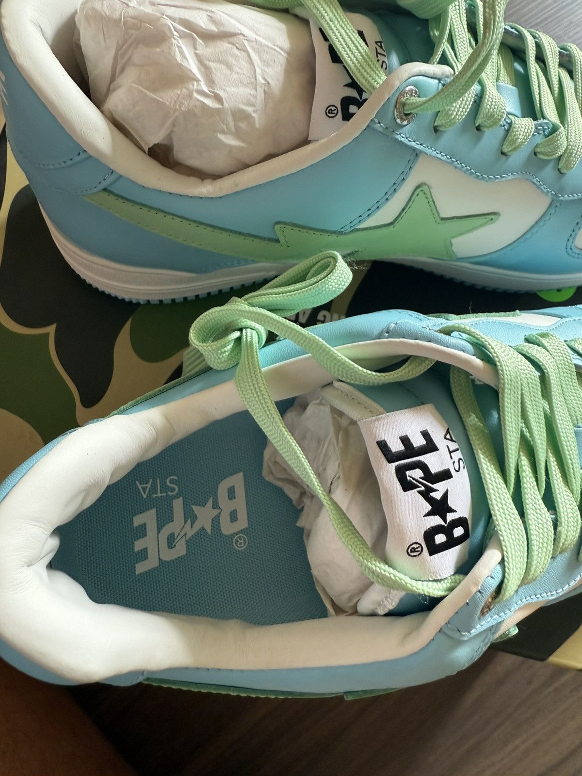 Bape A Bathing Ape BAPE STA Low-Top Sneakers Green Blue – Size 11 Size US 11 / EU 44 - 4 Thumbnail