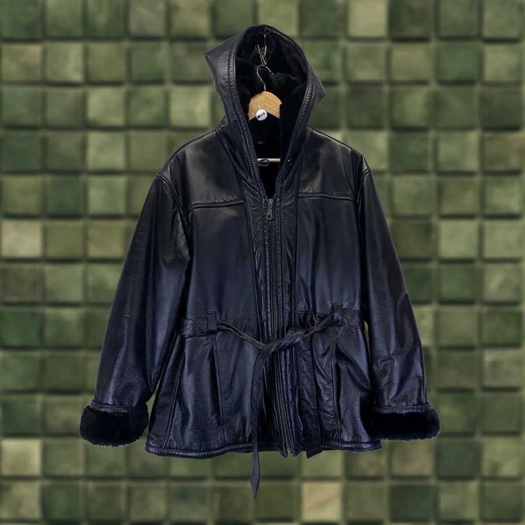 Vintage VINTAGE Wilsons Leather Leather Jacket Hooded Womens Large Black Faux Fur Lined Mid-Length Size L / US 10 / IT 46 - 1 Thumbnail
