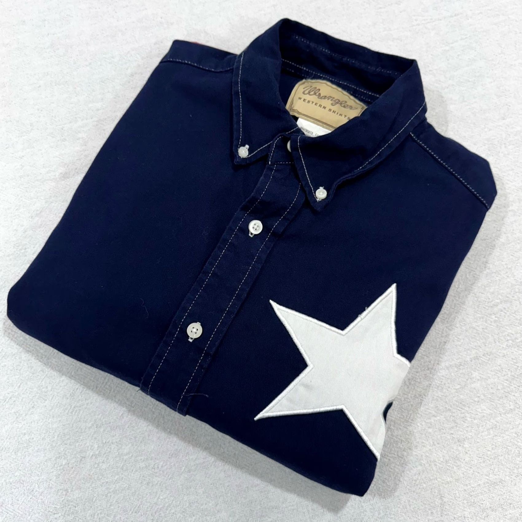 Wrangler Wrangler Texas Lone Star Flag Shirt Men’s L Button-Down Long Sleeve Western Americana Colorblock Embroidered Logo (Regular) Mens Size US L / EU 52-54 / 3 - 4 Thumbnail