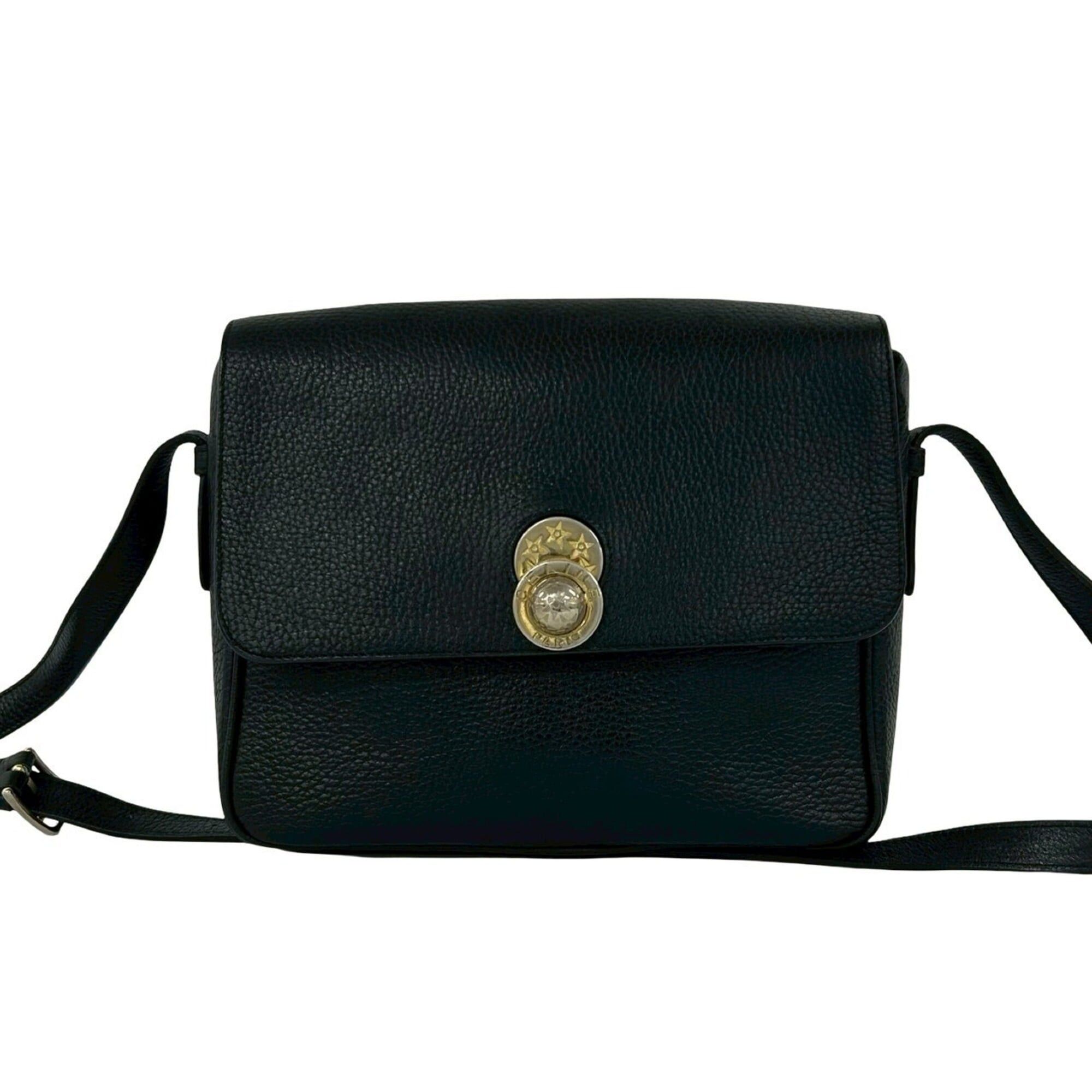 Celine CELINE Vintage Starball Hardware Leather Shoulder Bag Pouch Sacoche Black 195-6 Size ONE SIZE - 1 Thumbnail