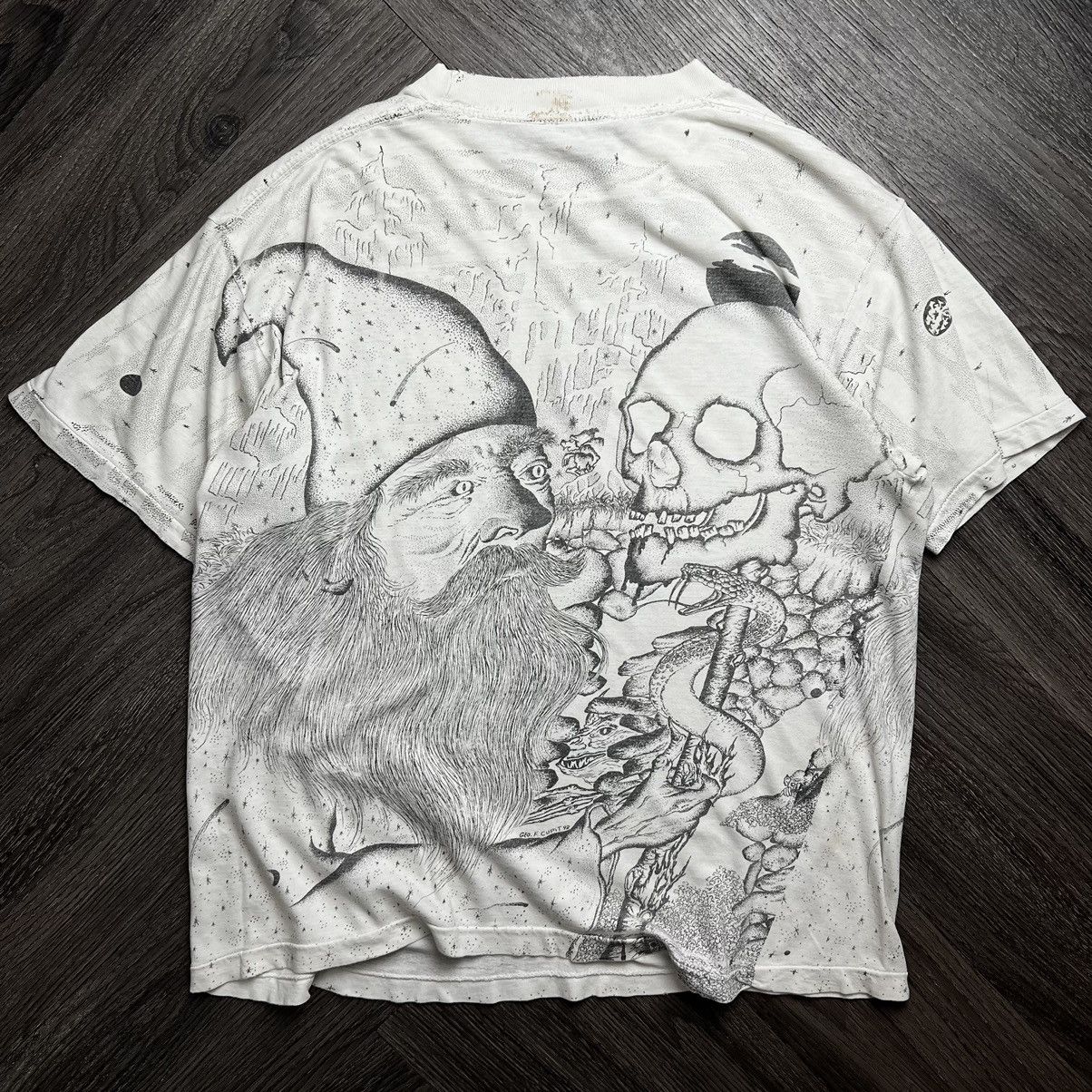 Other × Vintage Vintage 90s Wizard T-Shirt Size US XL / EU 56 / 4 - 2 Thumbnail
