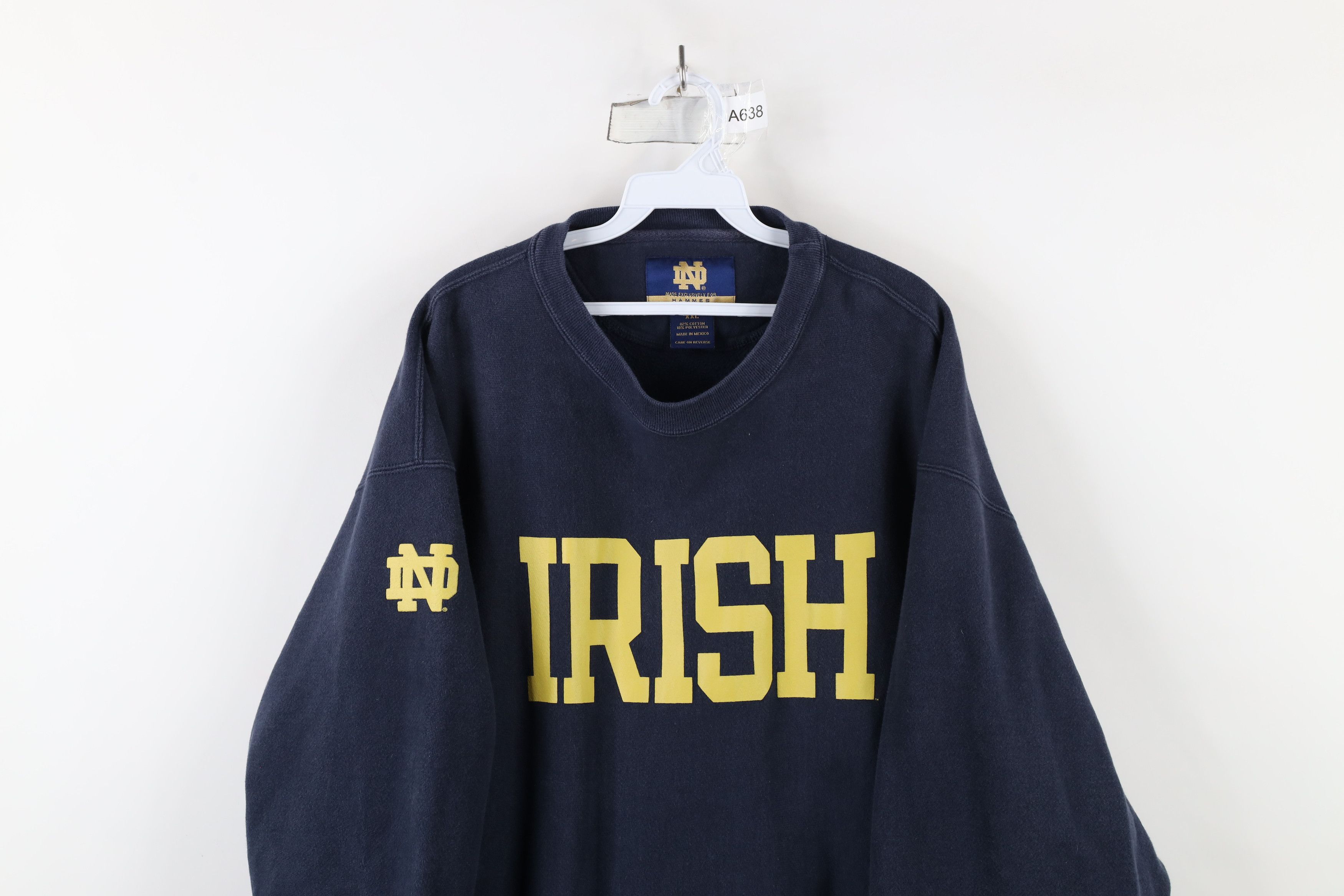 Vintage Vintage 90s Reverse Dame University Sweatshirt Blue Irish Size US XXL / EU 58 / 5 - 2 Thumbnail