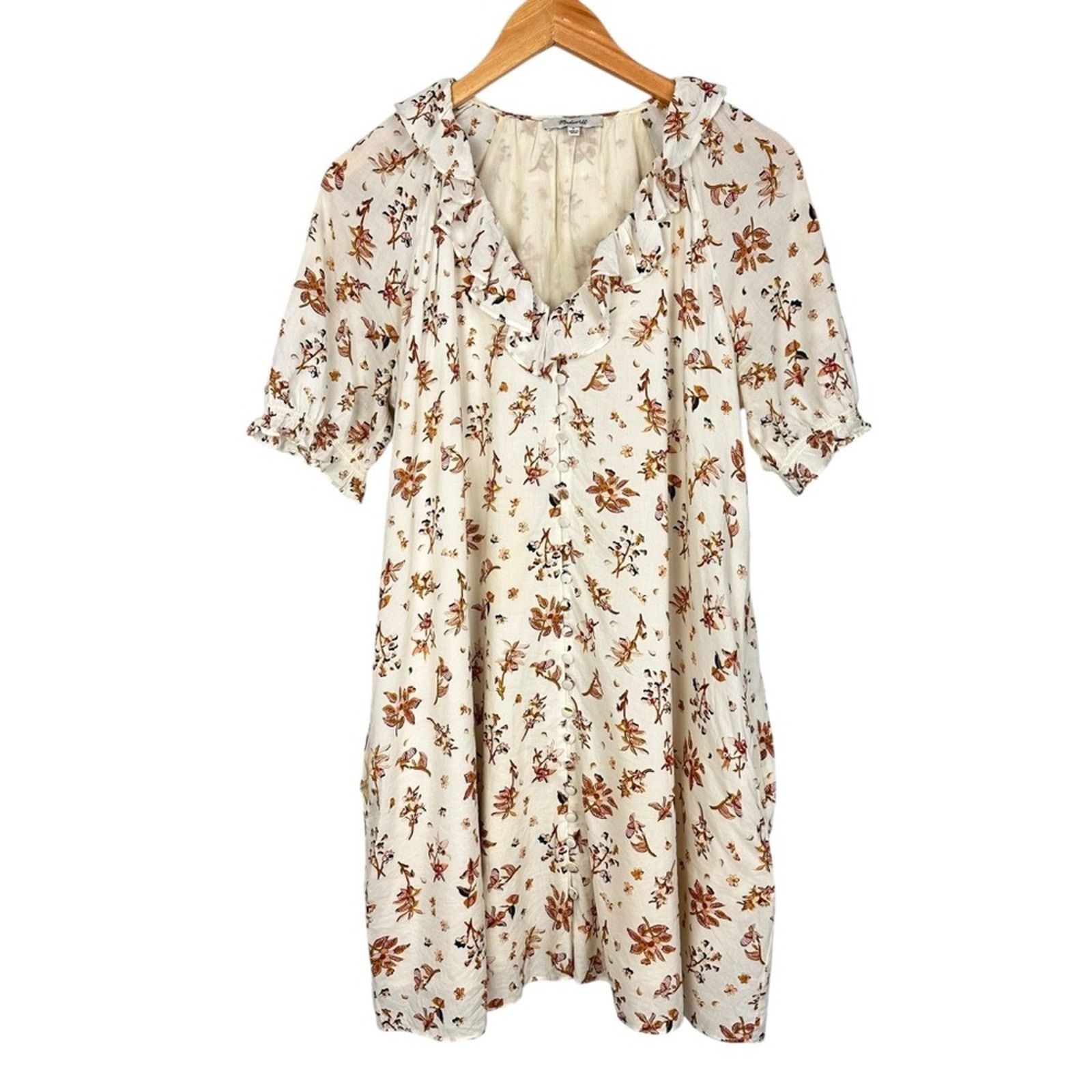 Madewell Madewell Ruffle Button Front Trapeze Dress Floral Reef Small Size S / US 4 / IT 40 - 5 Thumbnail