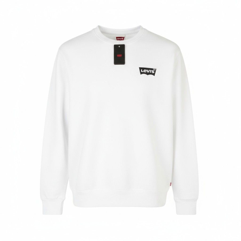 STANDARD FIT M White Crew Neck Logo Cotton Pullover 87103