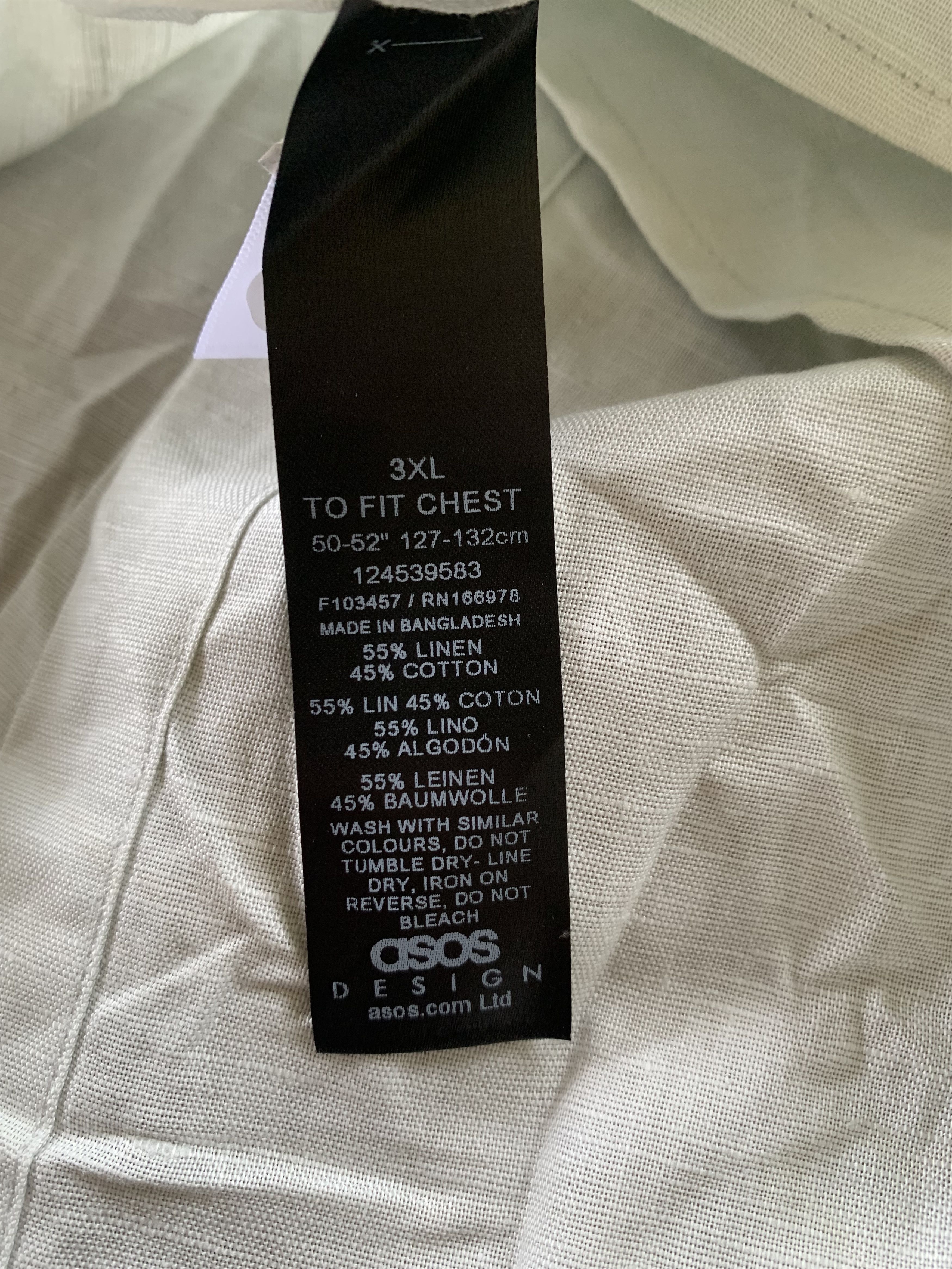 Asos × Designer Asos Basic Beige Linen Shirt Size US XXL / EU 58 / 5 - 6 Thumbnail