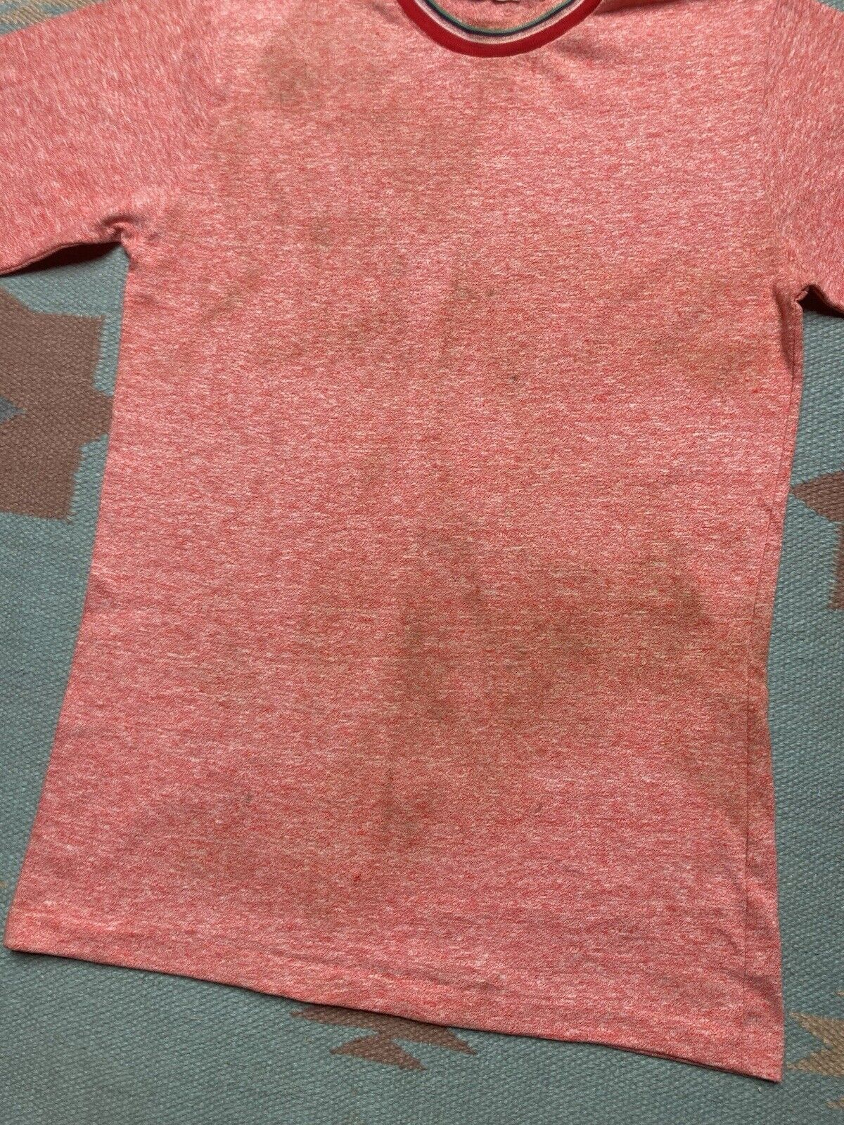 Vintage 70s blank t shirt heather cotton blend single stitch small Size US S / EU 44-46 / 1 - 2 Thumbnail