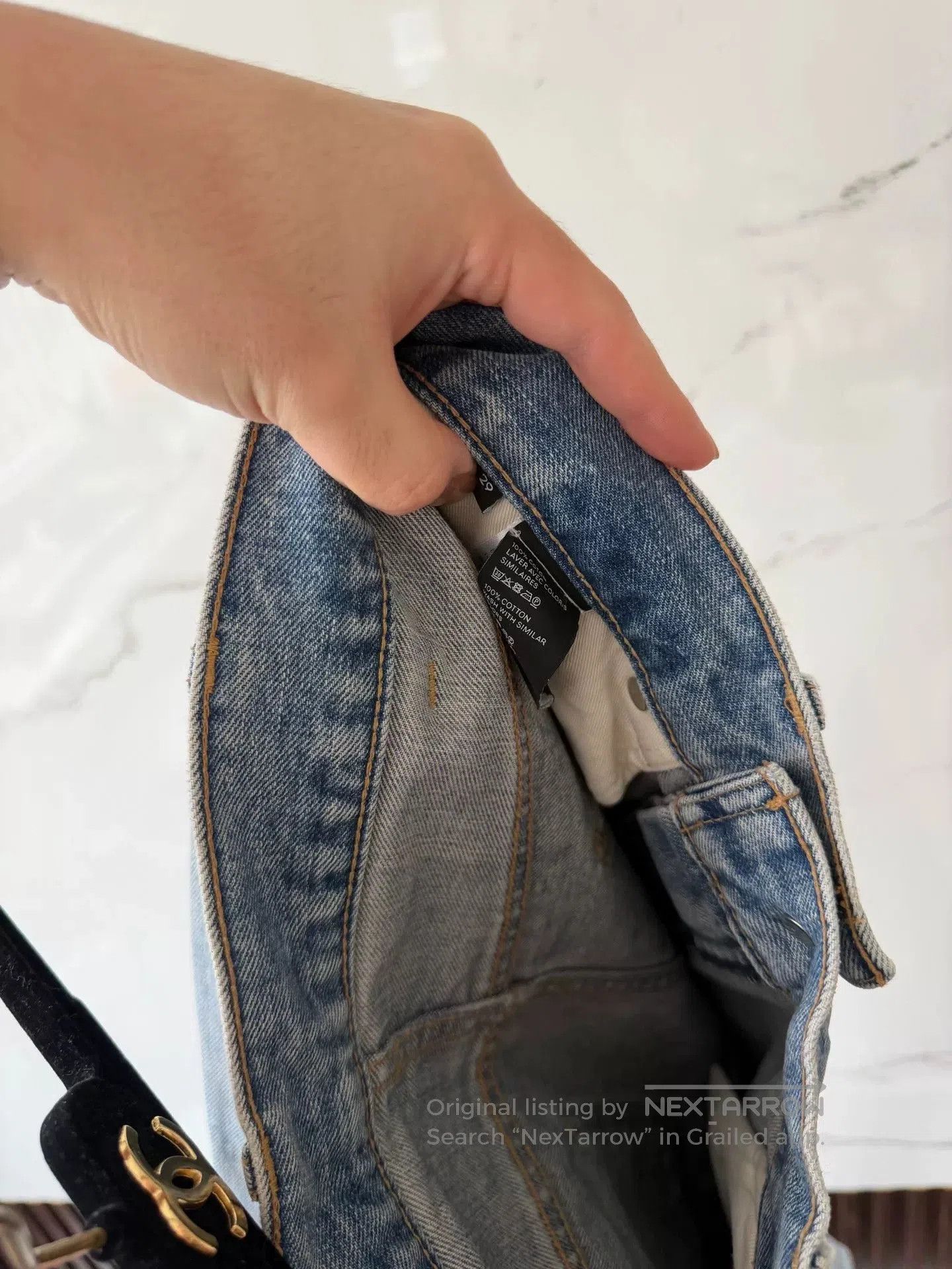 Celine light blue wash flared jeans. Size 29" - 4 Thumbnail