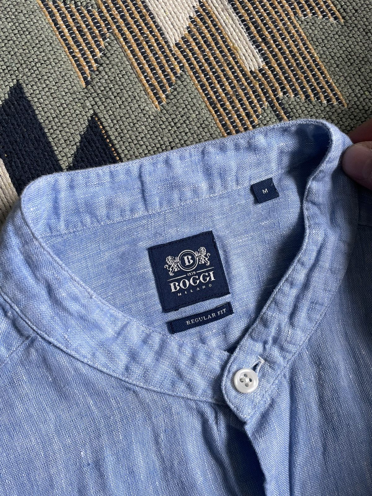 Boggi × Vintage Boggi Milano Linen Button Up Shirt Size US M / EU 48-50 / 2 - 8 Thumbnail
