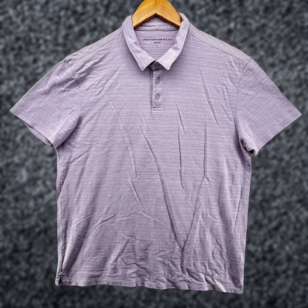 John Varvatos John Varvatos Star USA Polo Shirt Purple Men's Large Textured Short Sleeve Size US L / EU 52-54 / 3 - 1 Thumbnail