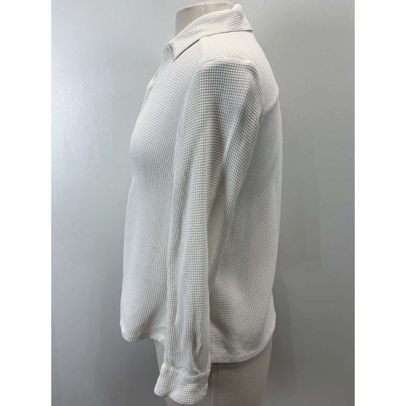 Eileen Fisher EILEEN FISHER White Waffle Knit Button-Up Shirt Size Small Women’s Casual Minimalist Size S / US 4 / IT 40 - 2 Thumbnail