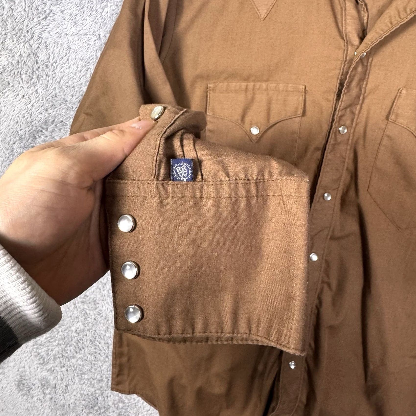 Rockmount Ranch Wear Rockmount Rach Wear Tru-West Shirt Mens M 16 Custom Fit USA Made Pearl Snap Brown Cotton Button-Up Western 80s 90s Casual Mens Size US M / EU 48-50 / 2 - 4 Thumbnail