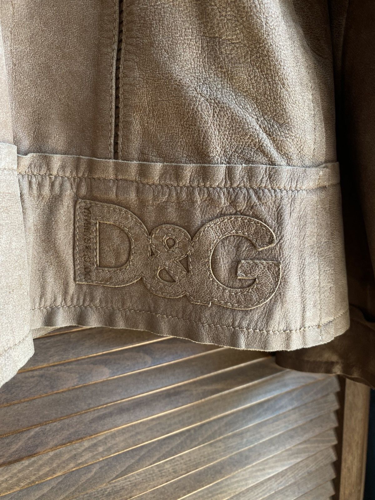 Dolce & Gabbana 2000s Dolce & Gabbana Beige Rodeo Leather Jacket Size US XL / EU 56 / 4 - 6 Thumbnail