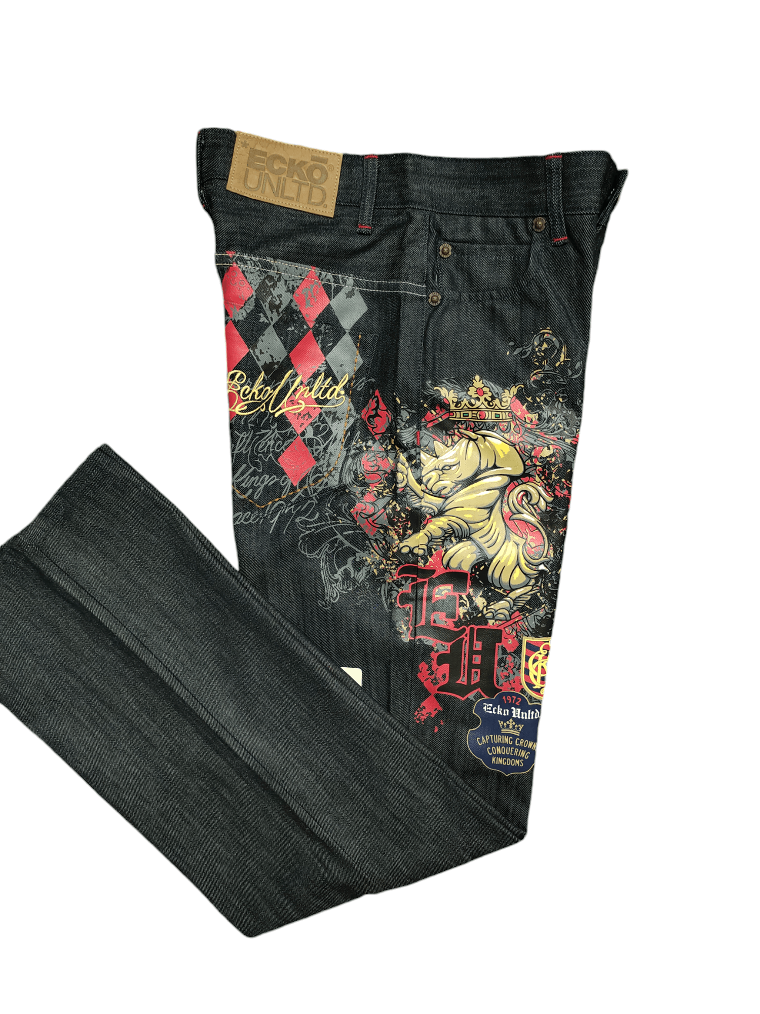 Ecko Unltd. Vintage Y2k Ecko Rhino Crowns Graffiti Print Baggy Jeans Size US 29 - 17 Thumbnail
