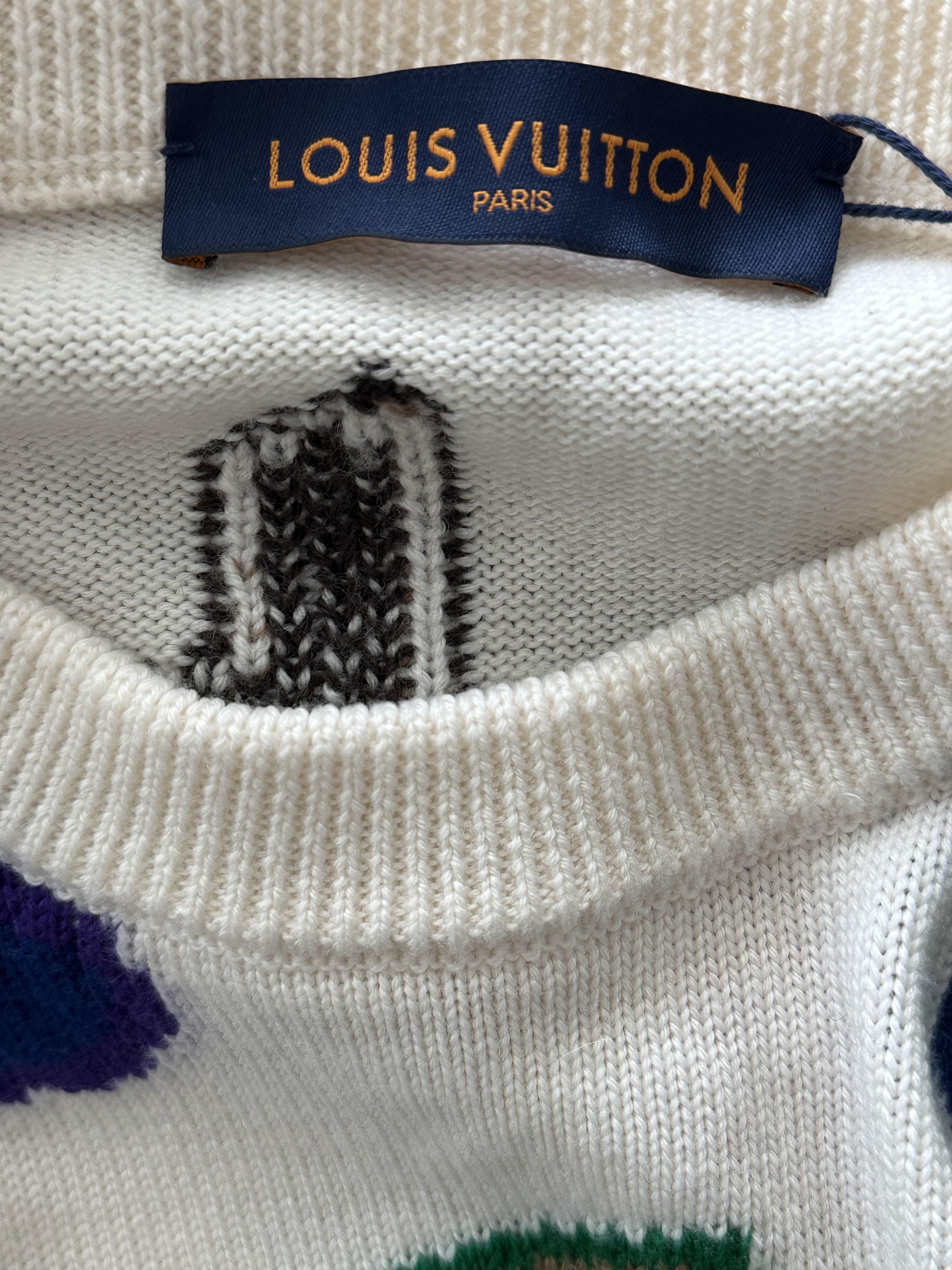 Louis Vuitton Louis Vuitton NBA White Multicolor Letter Wool Sweater Size US XL / EU 56 / 4 - 3 Thumbnail
