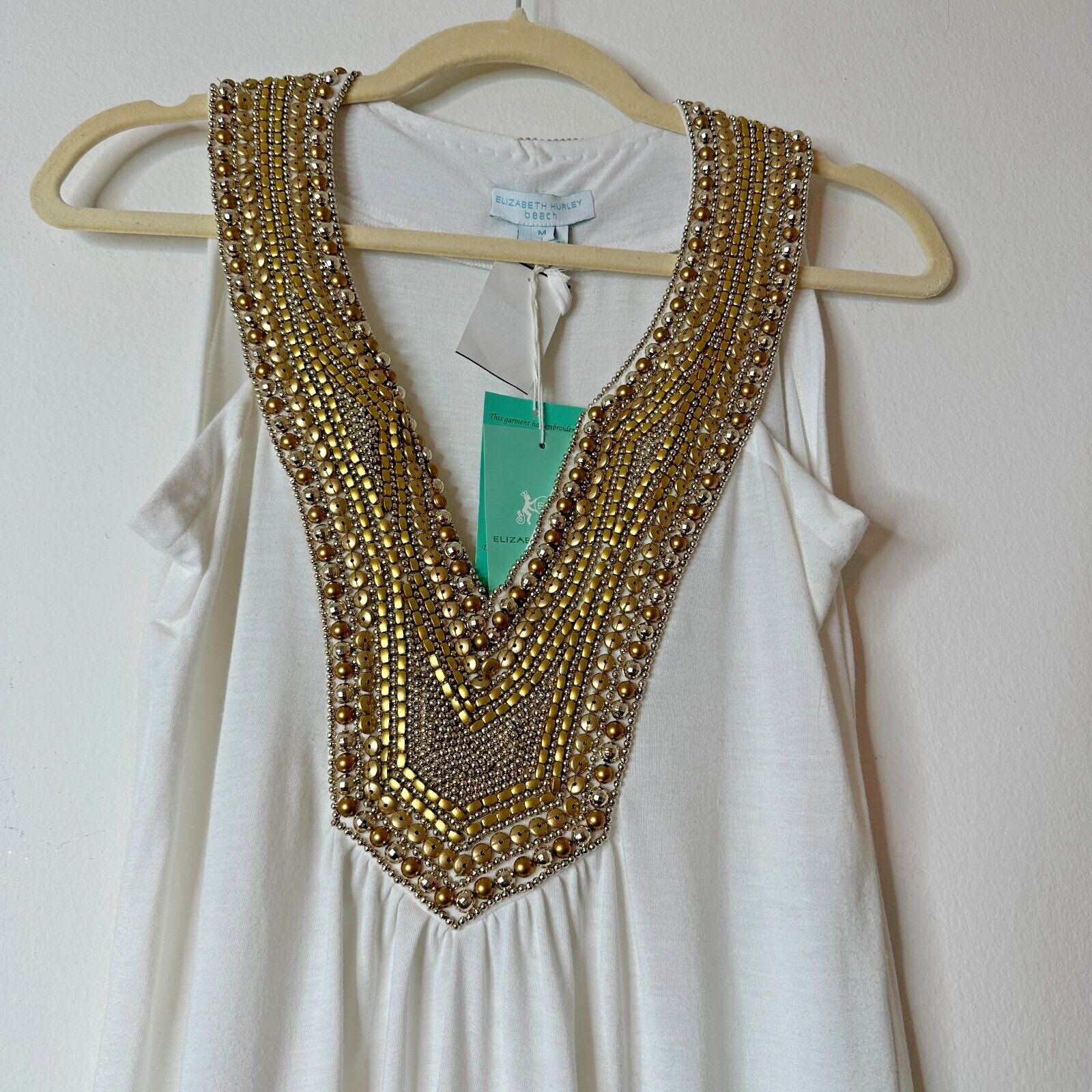Other NWT Elizabeth Hurley Beach White Jemima Maxi Gold Bead Med Size M / US 6-8 / IT 42-44 - 5 Thumbnail