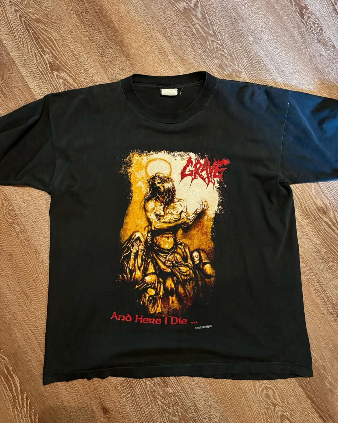 Vintage Vintage 90s Grave - And Here i Die… Size US XL / EU 56 / 4 - 1 Thumbnail