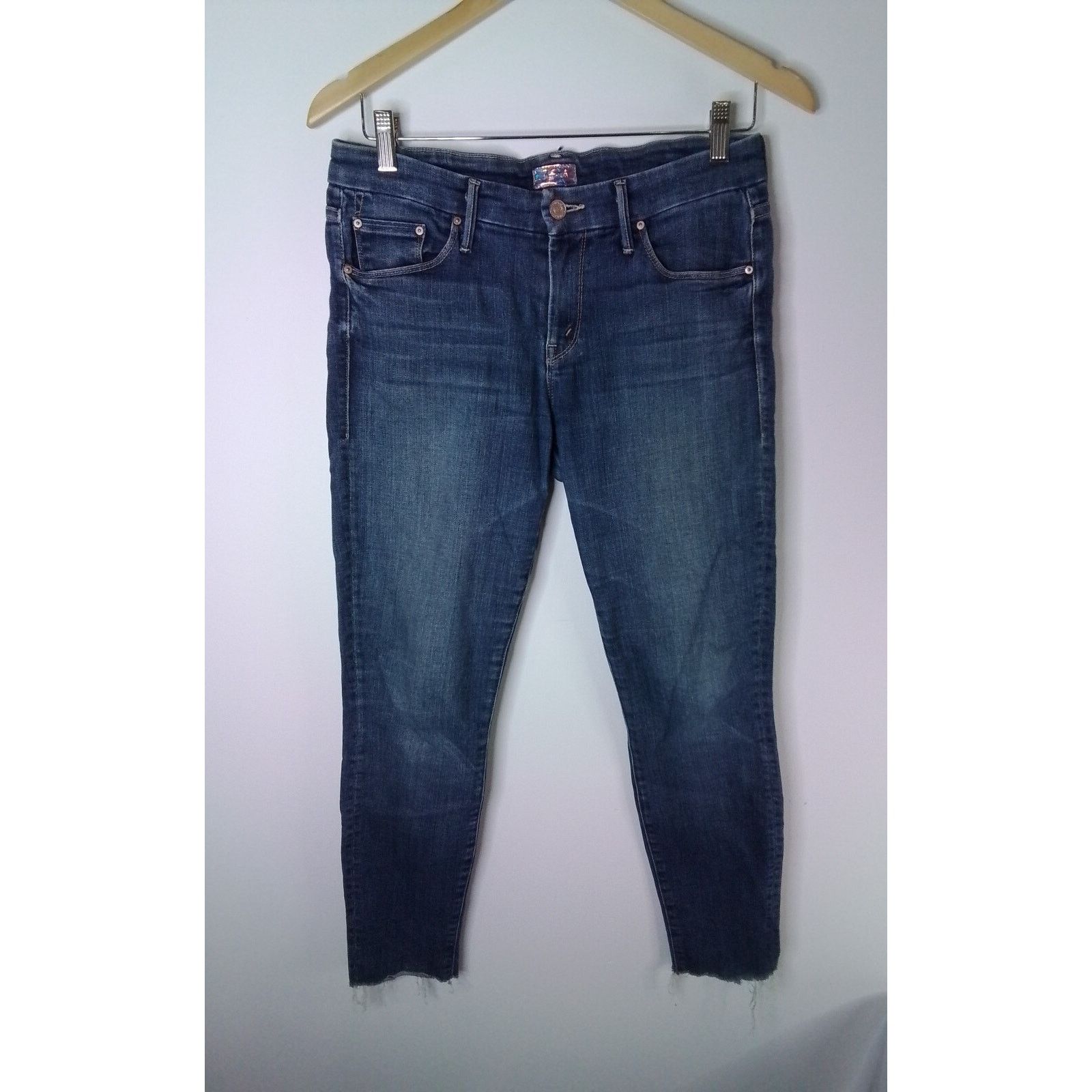 MOTHER Mother Denim Jeans Women's 29 The Looker Ankle Fray Dark Size 29" - 2 Thumbnail