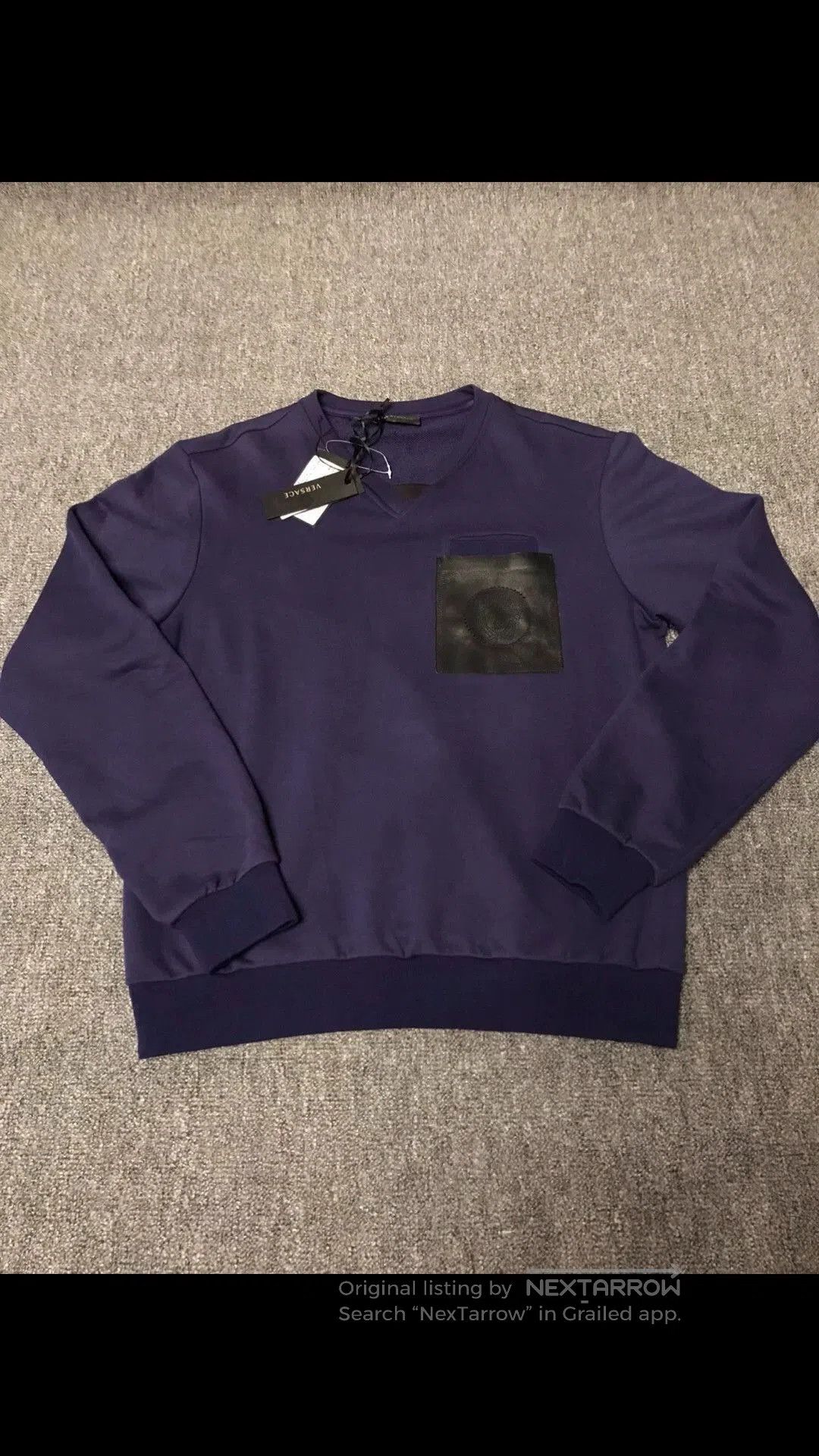 Versace Purple V-Neck Sweatshirt with Leather Pocket. Size US M / EU 48-50 / 2 - 2 Thumbnail