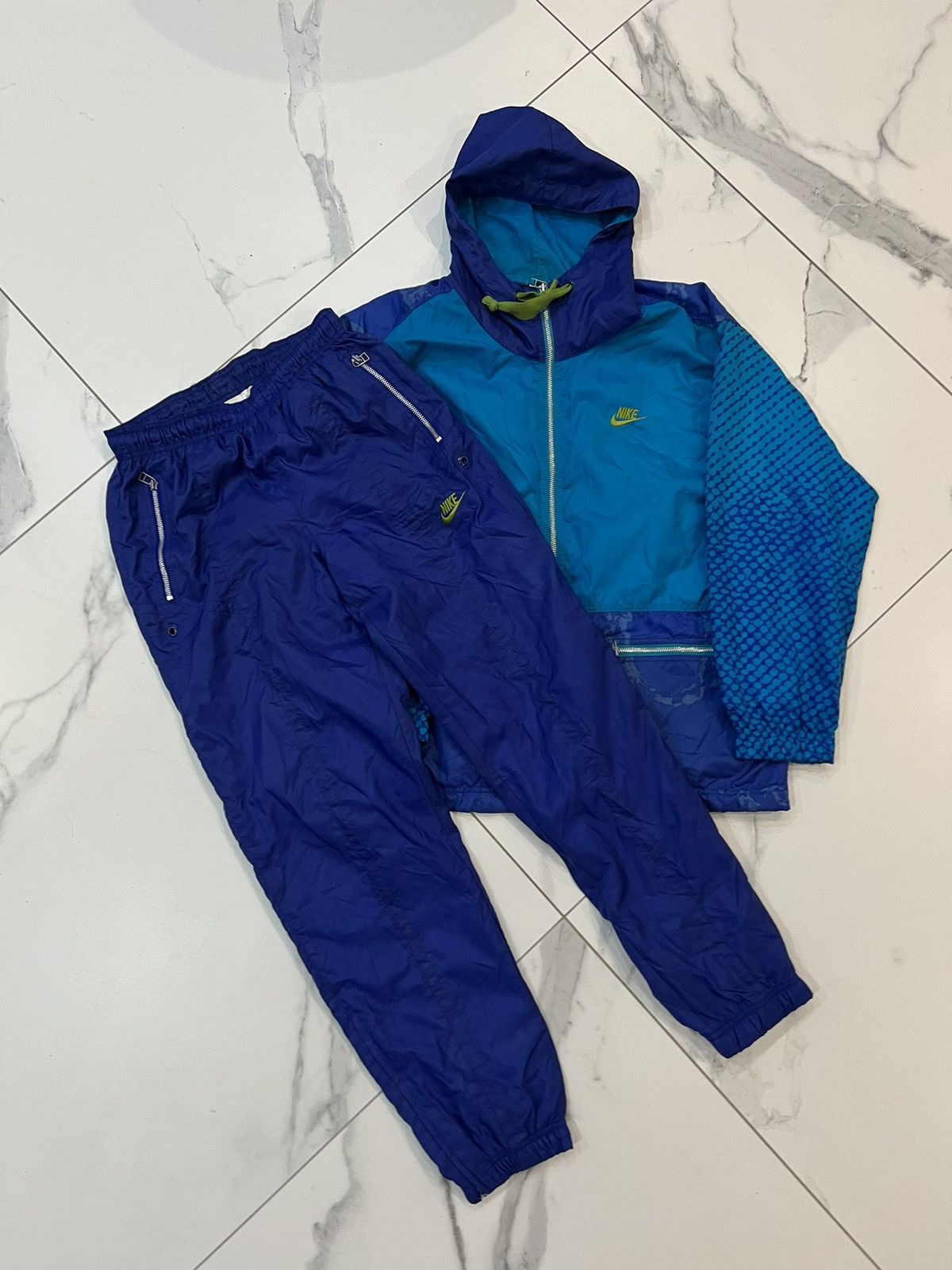 Nike Vintage Y2K Nike Nylon Drill Small Swoosh Tracksuit Set Size US S / EU 44-46 / 1 - 1 Thumbnail