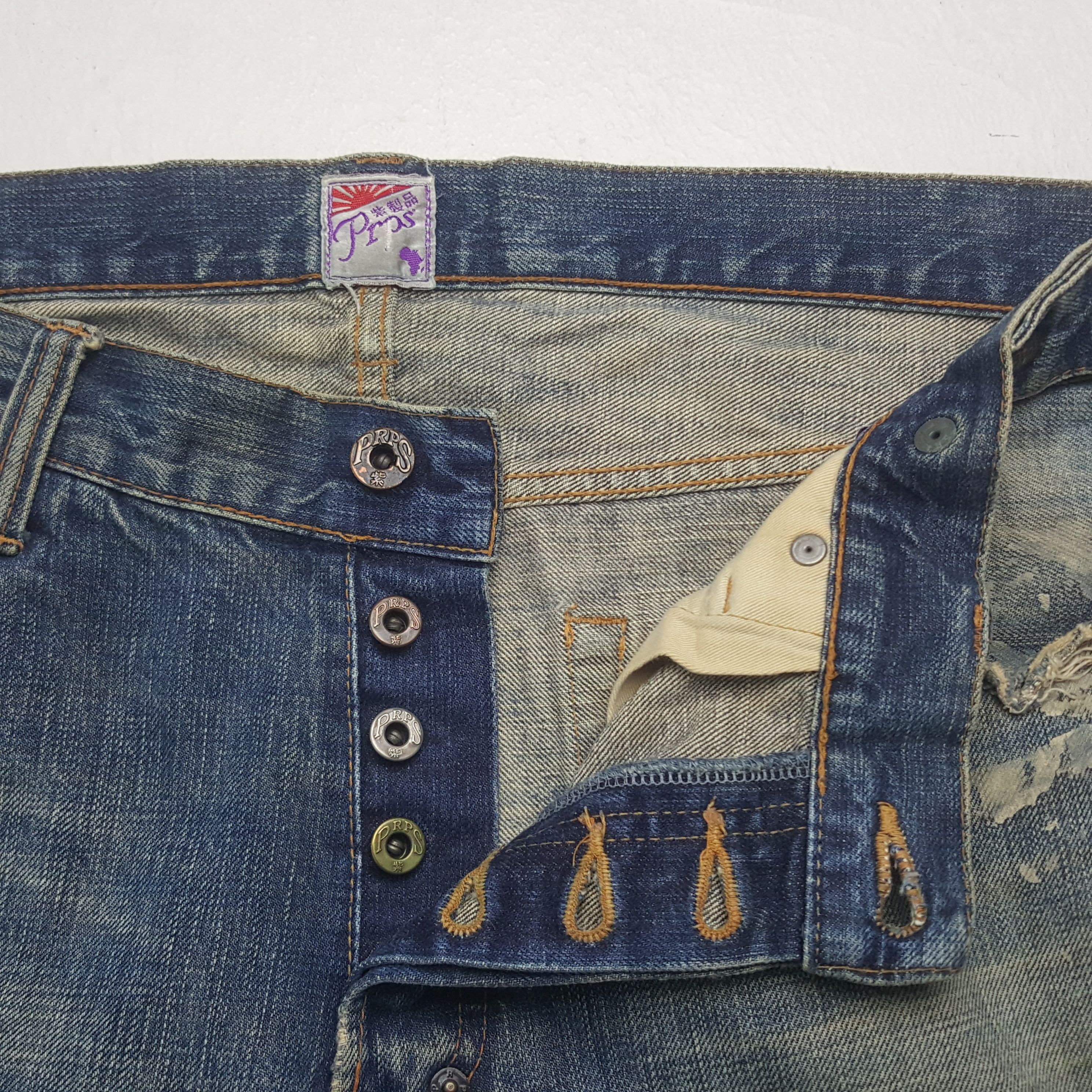 Prps Vintage Prps Japanese Designer Distressed Denim Jeans RR9 Size US 35 - 7 Thumbnail
