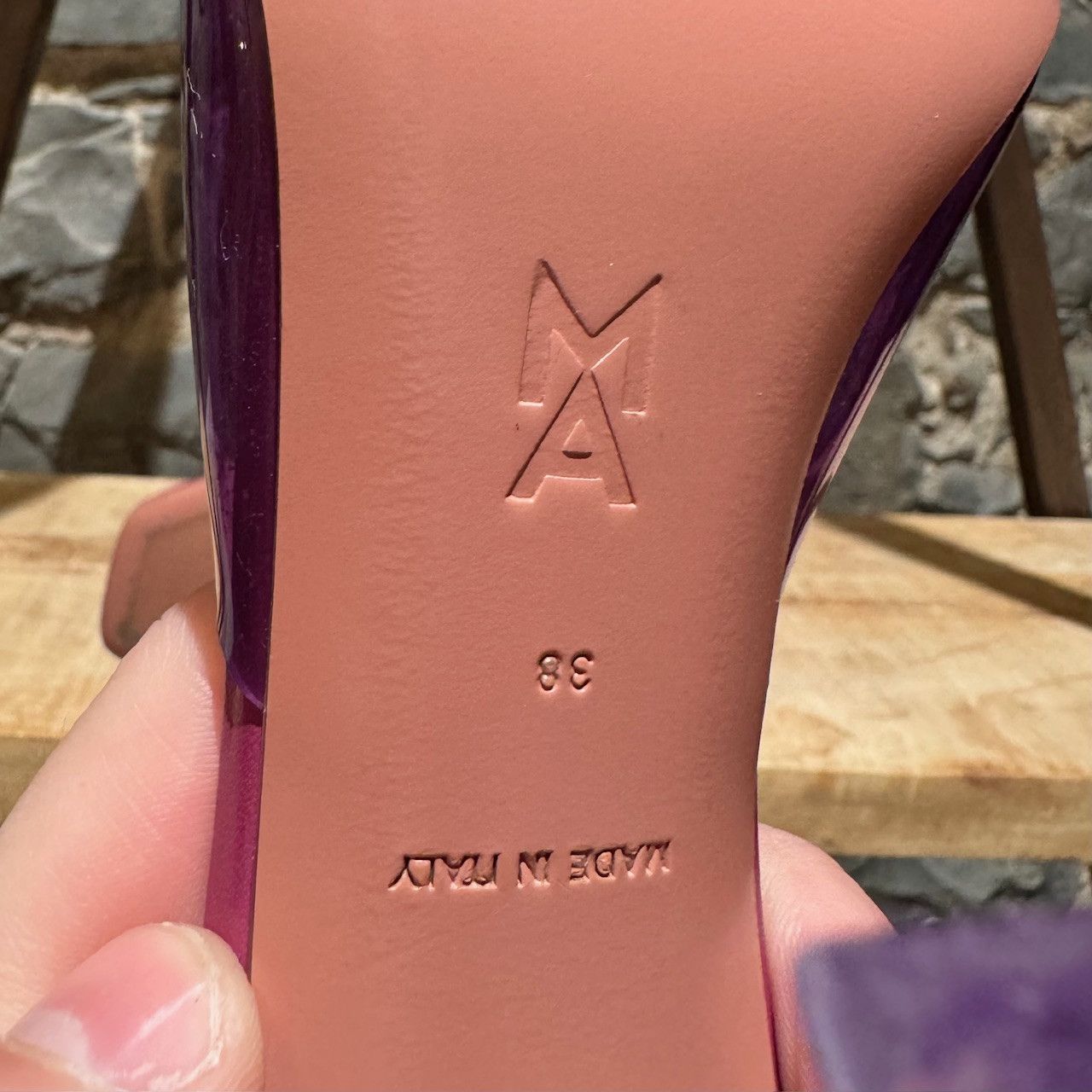 Amina Muaddi Amina Muaddi Purple Lupita Glass Heeled Mules Size US 8 / IT 38 - 11 Thumbnail