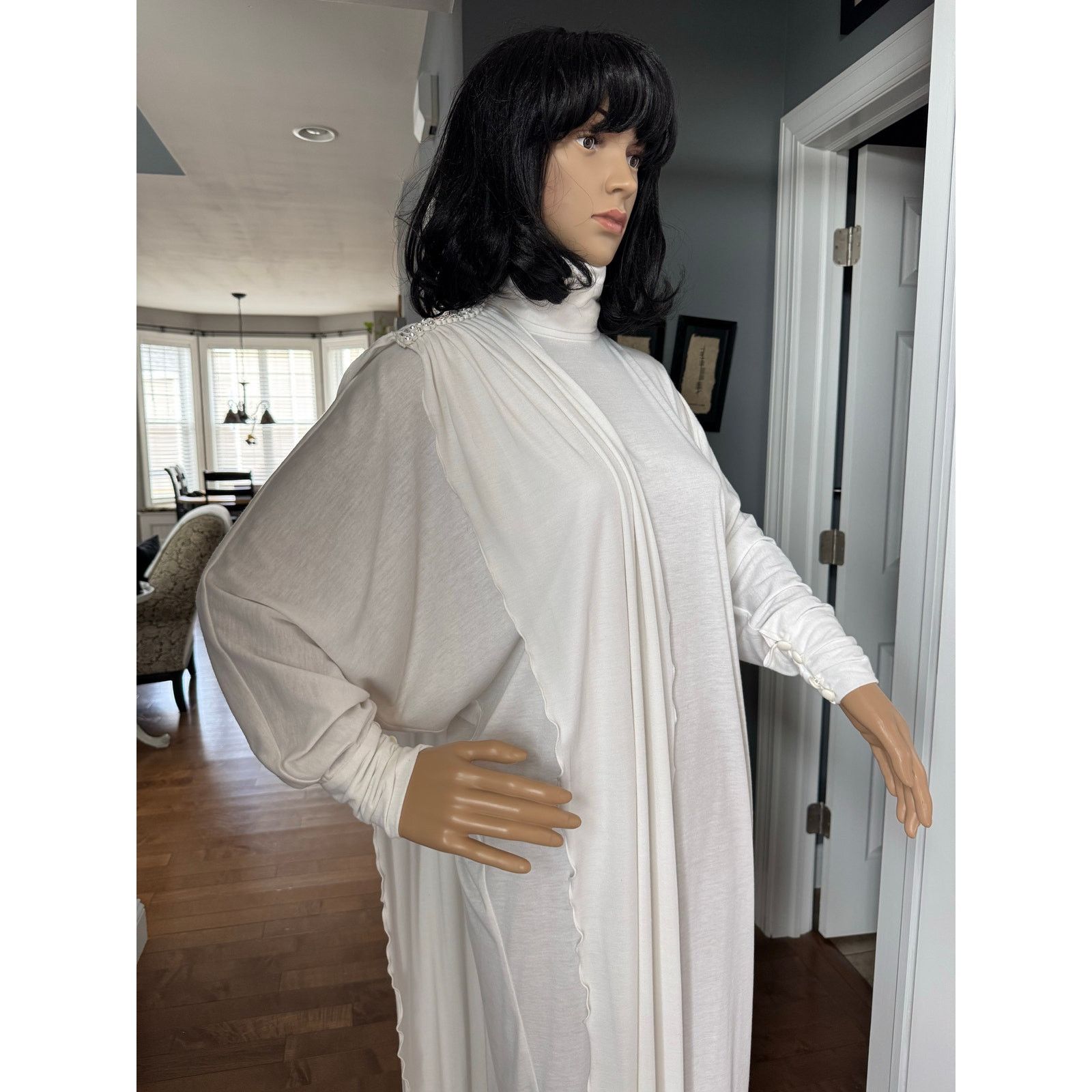 Vintage NWT Marcy & Co 1970s–80s White Rhinestone Caftan Gown sash M Size M / US 6-8 / IT 42-44 - 14 Thumbnail