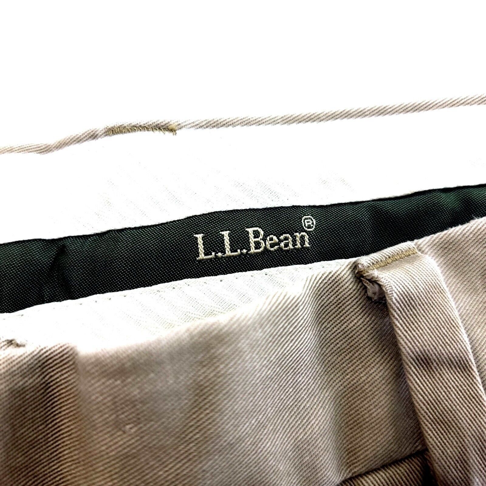 L.L. Bean L.L. Bean Cream Tan Flat Front Cotton High Rise Chino Pants Size US 36 / EU 52 - 5 Thumbnail