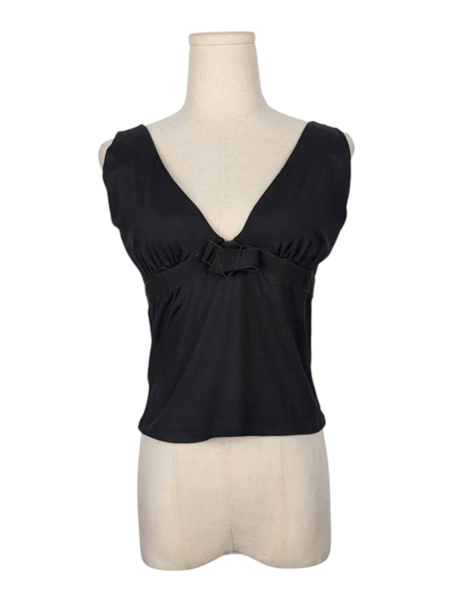 Prada Black Sleeveless Low-V Top With V Back