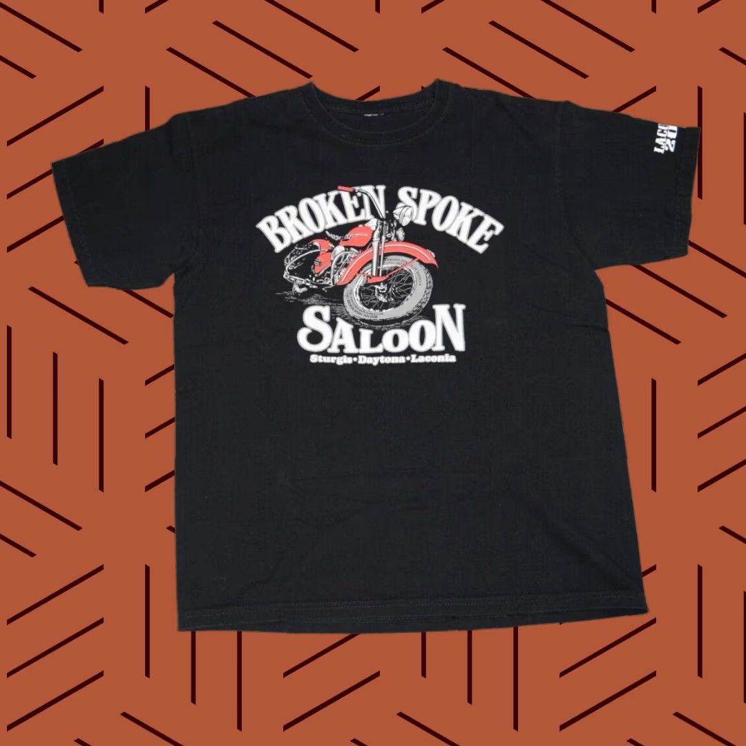 Vintage VINTAGE Broken Spoke Saloon BIKER T-Shirt Adult Large Black 90s Punk Mens Size US L / EU 52-54 / 3 - 1 Thumbnail