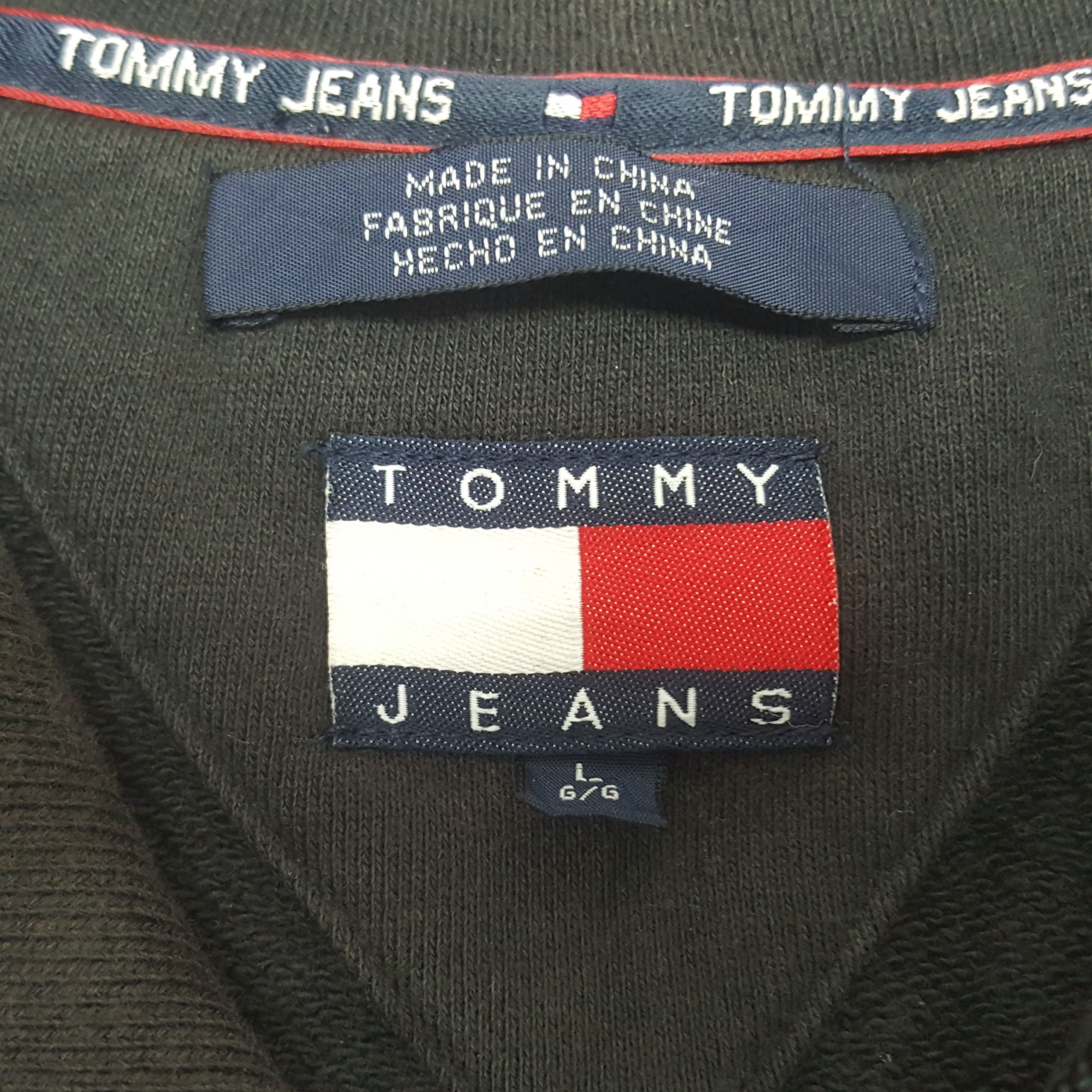 Tommy Jeans × Vintage Vintage Tommy Jeans Patch Logo Zipper Sweater Jacket Size US L / EU 52-54 / 3 - 8 Thumbnail