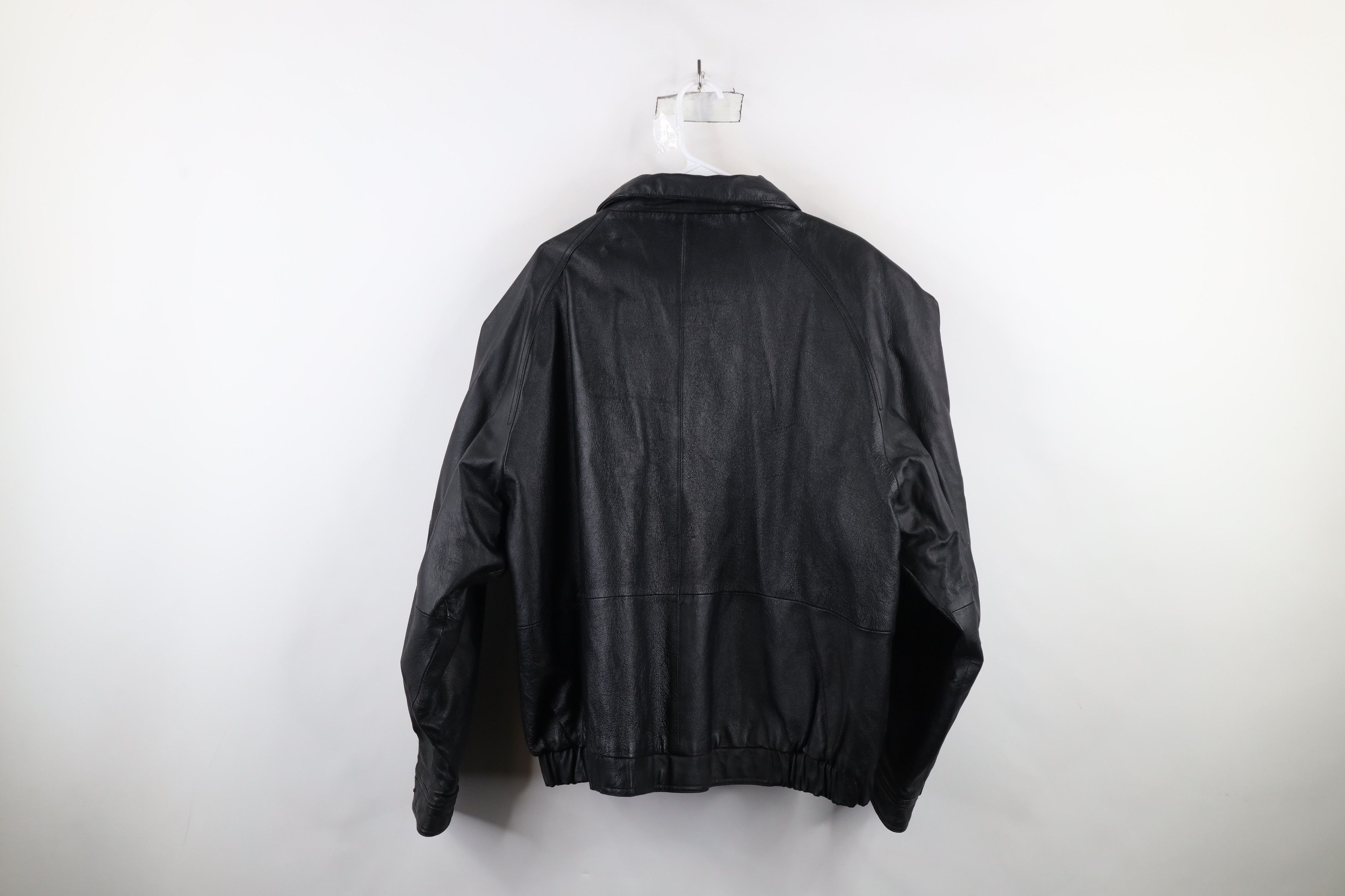 Vintage Vintage 90s Streetwear Quilted Leather Bomber Jacket Black Size US XL / EU 56 / 4 - 14 Thumbnail
