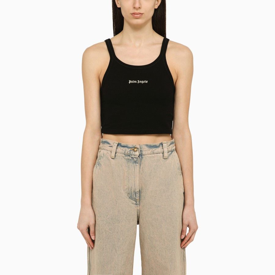 Palm Angels o1d2blof0924 Cotton Cropped Tops In Black Size XS / US 0-2 / IT 36-38 - 1 Thumbnail