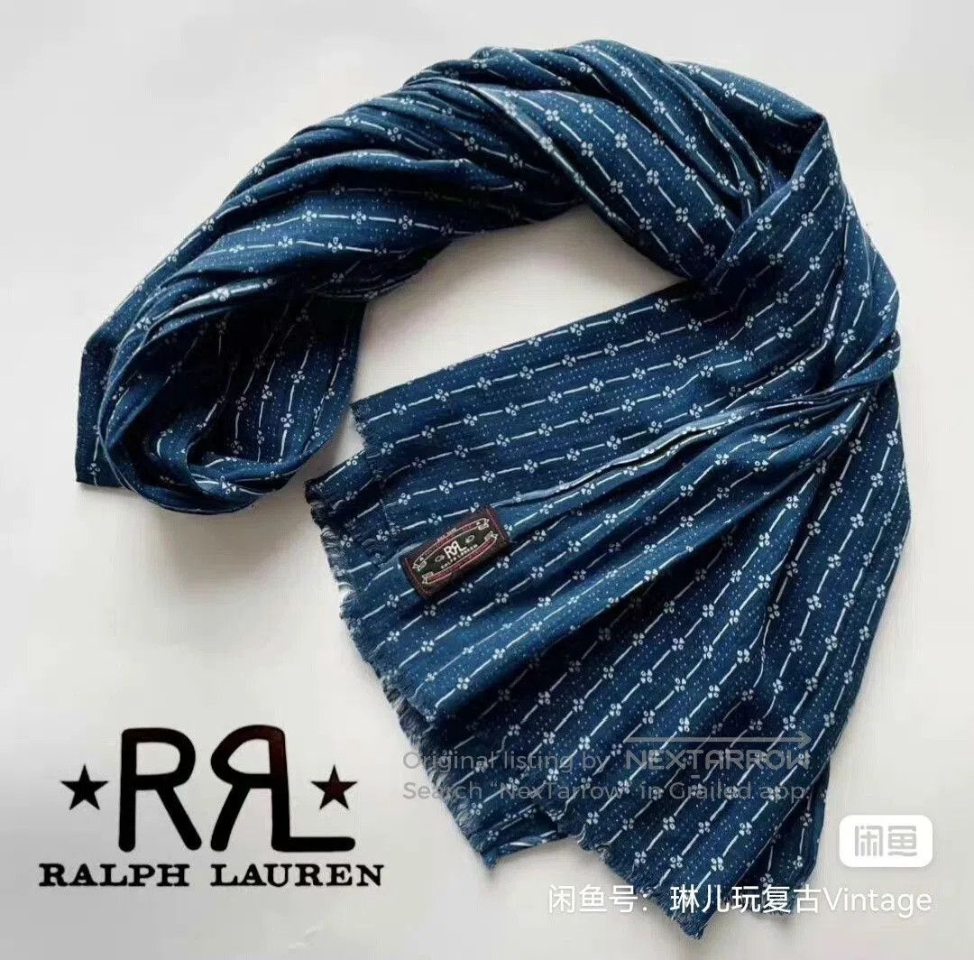 RRL Ralph Lauren RRL Indigo Cat Claw Stripe Scarf. Size ONE SIZE - 1 Thumbnail