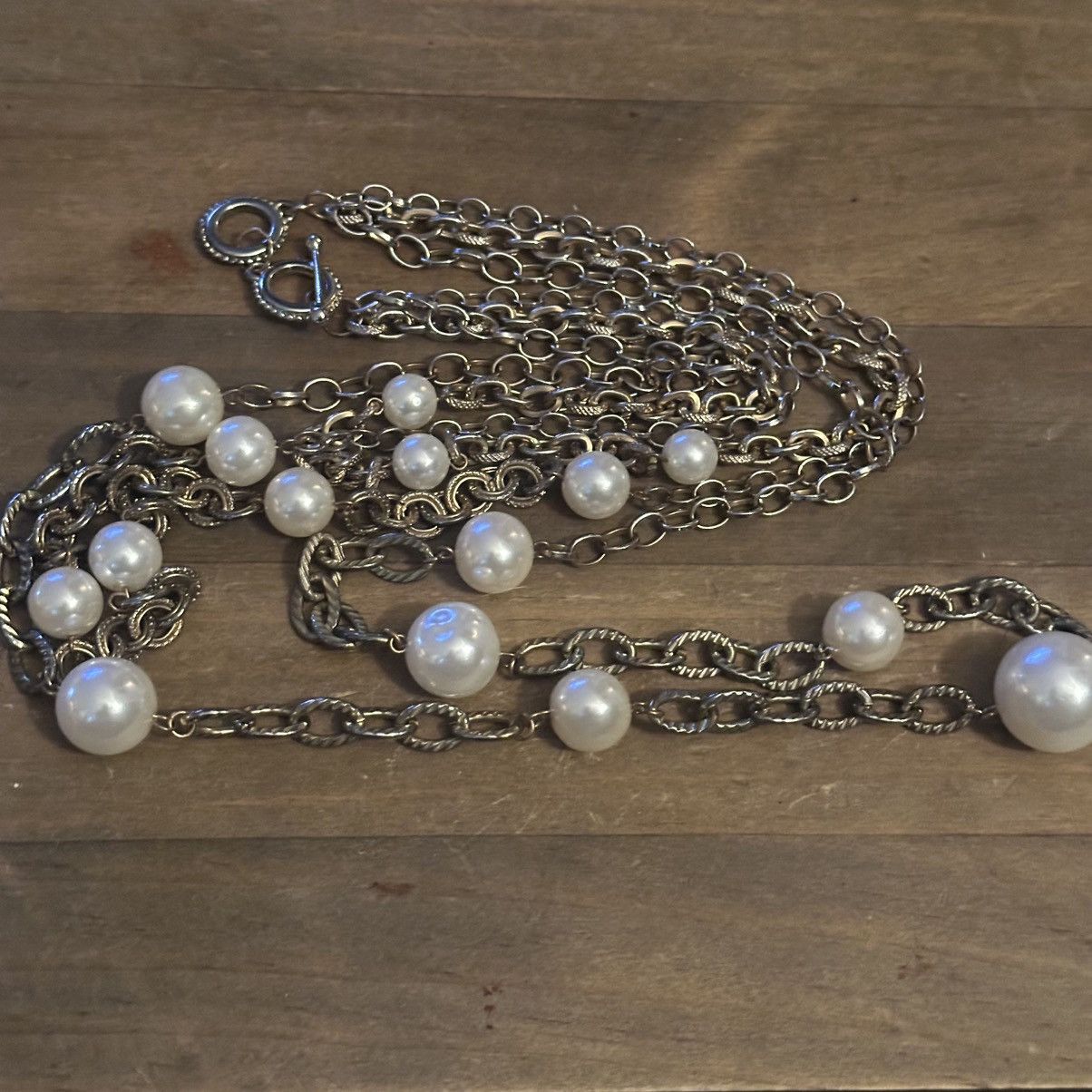 Other Chunky gold tone layered multi strand station pearl necklace Size ONE SIZE - 2 Thumbnail