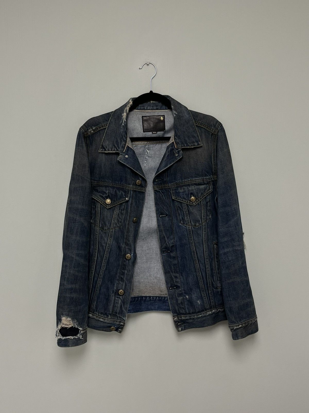 R13 Denim Trucker Distressed Jacket. Medium Size M / US 6-8 / IT 42-44 - 3 Thumbnail