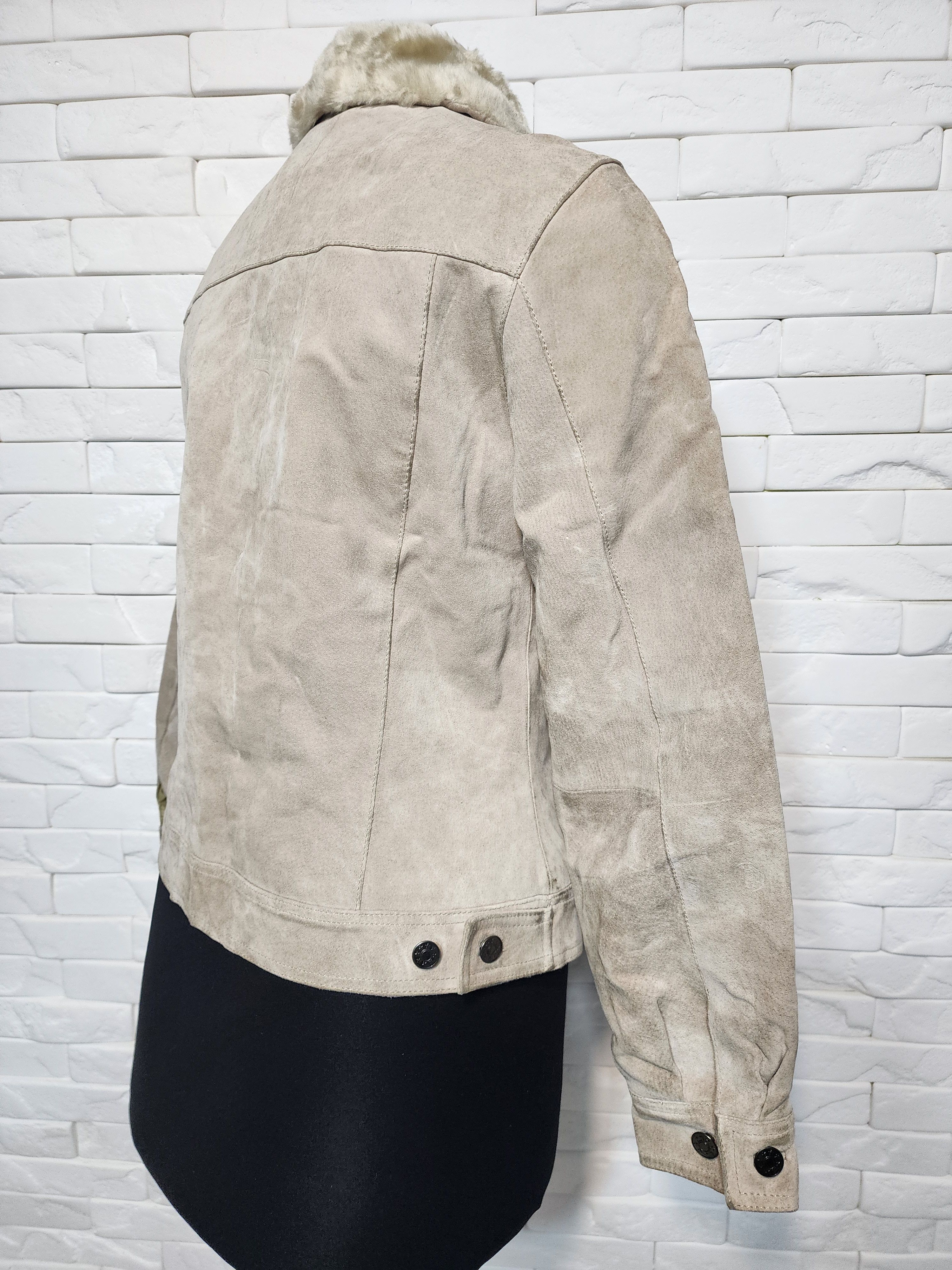 Genuine Leather Beige Suede Denim Style Jacket: Women's Leather Jacket Size M / US 6-8 / IT 42-44 - 5 Thumbnail