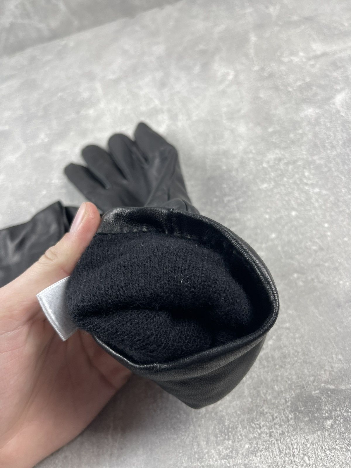 Escada × Genuine Leather Escada Leather Black Long Gloves Cashmere Lining Size S Size ONE SIZE - 8 Thumbnail