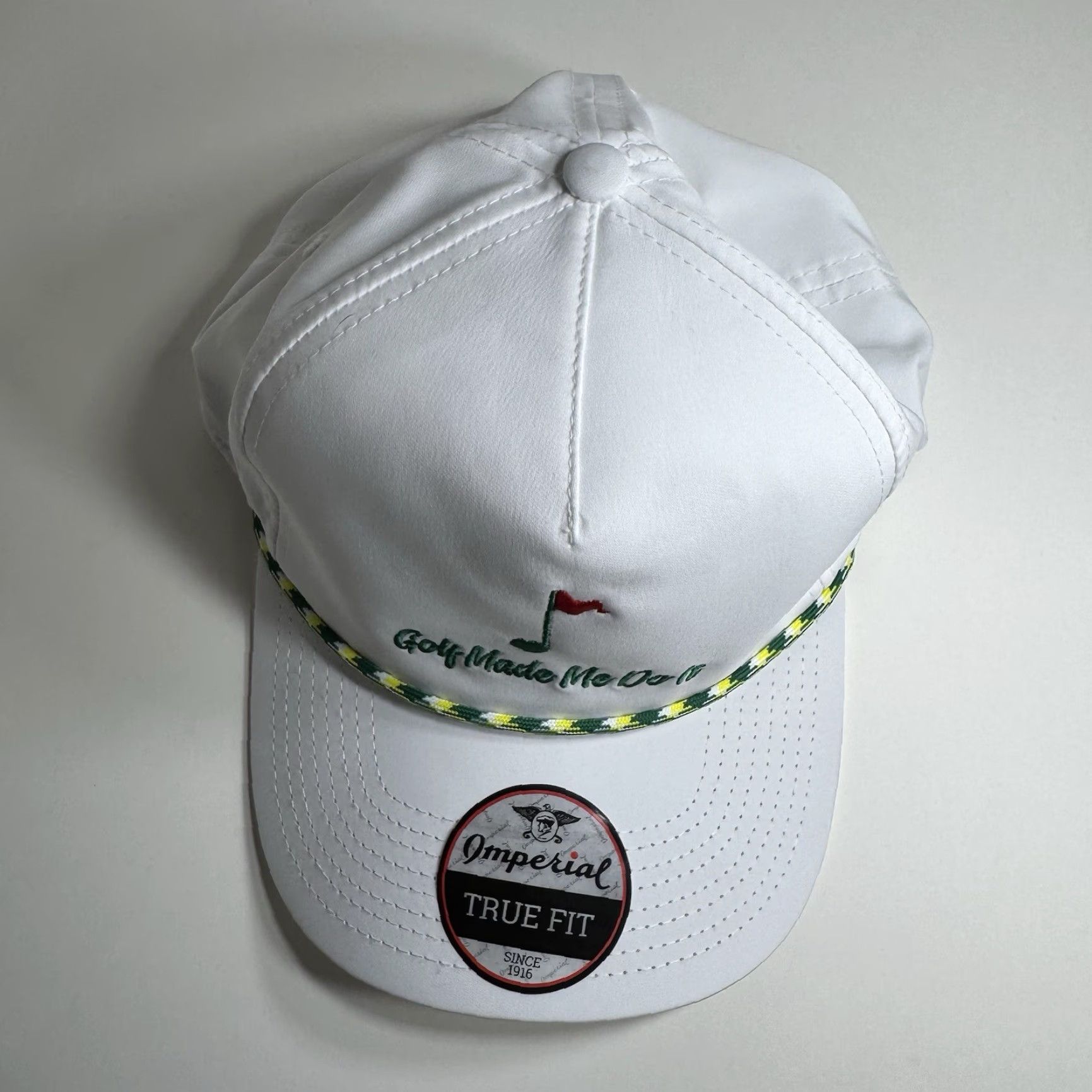 Imperial GOLF HAT Imperial SnapBack Rope Hat White Green True Fit One Size Men Adjustable Casual Outdoor Sports Canvas Polyester Spandex Size ONE SIZE - 6 Thumbnail