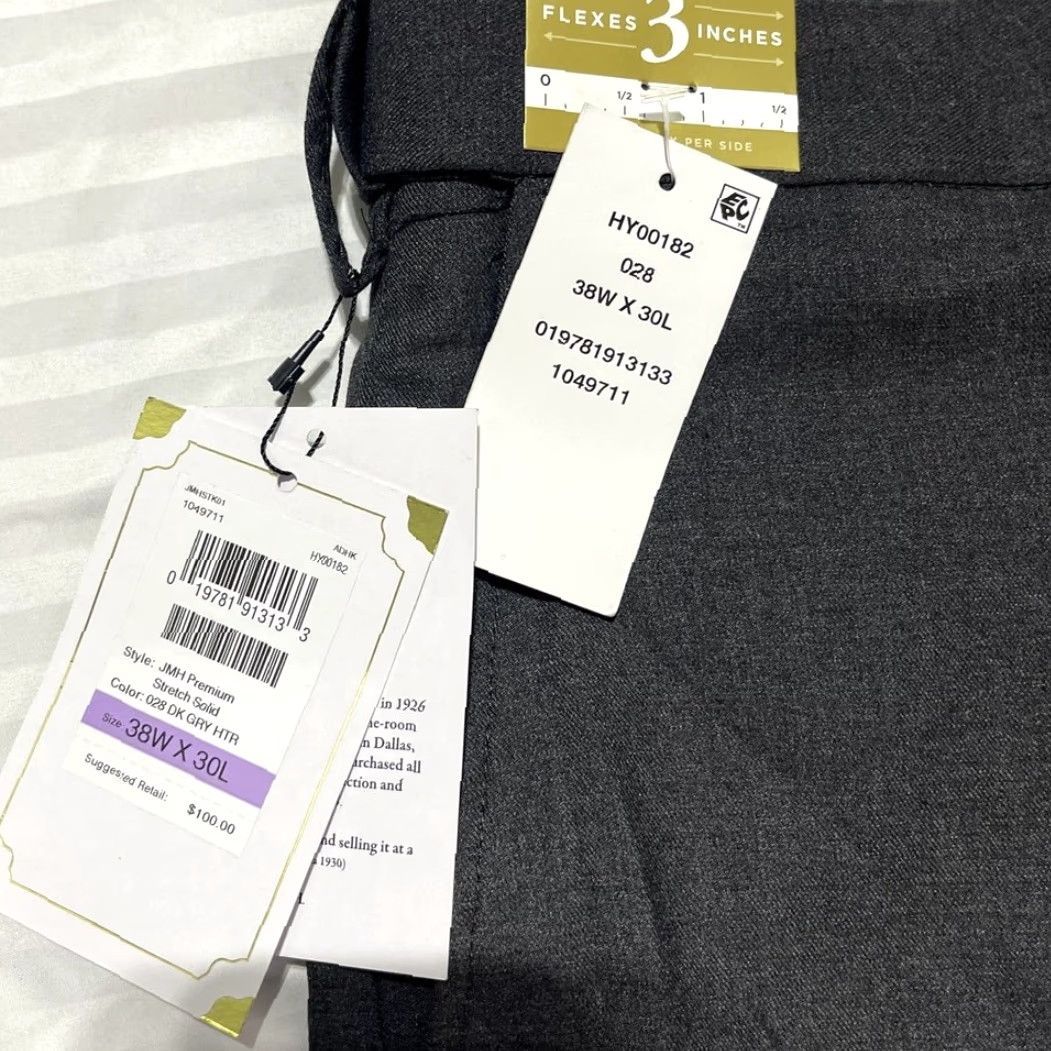 Haggar Haggar Premium Classic Fit Pleated Hidden Expandable Waist Pants 38x30 dark gray heather Size US 38 / EU 54 - 4 Thumbnail