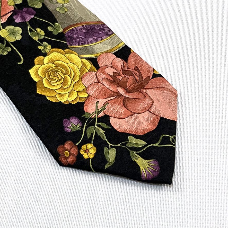 Leonard Paris Leonard Paris Mixed Floral And Striped Design Neck Tie Size ONE SIZE - 2 Thumbnail