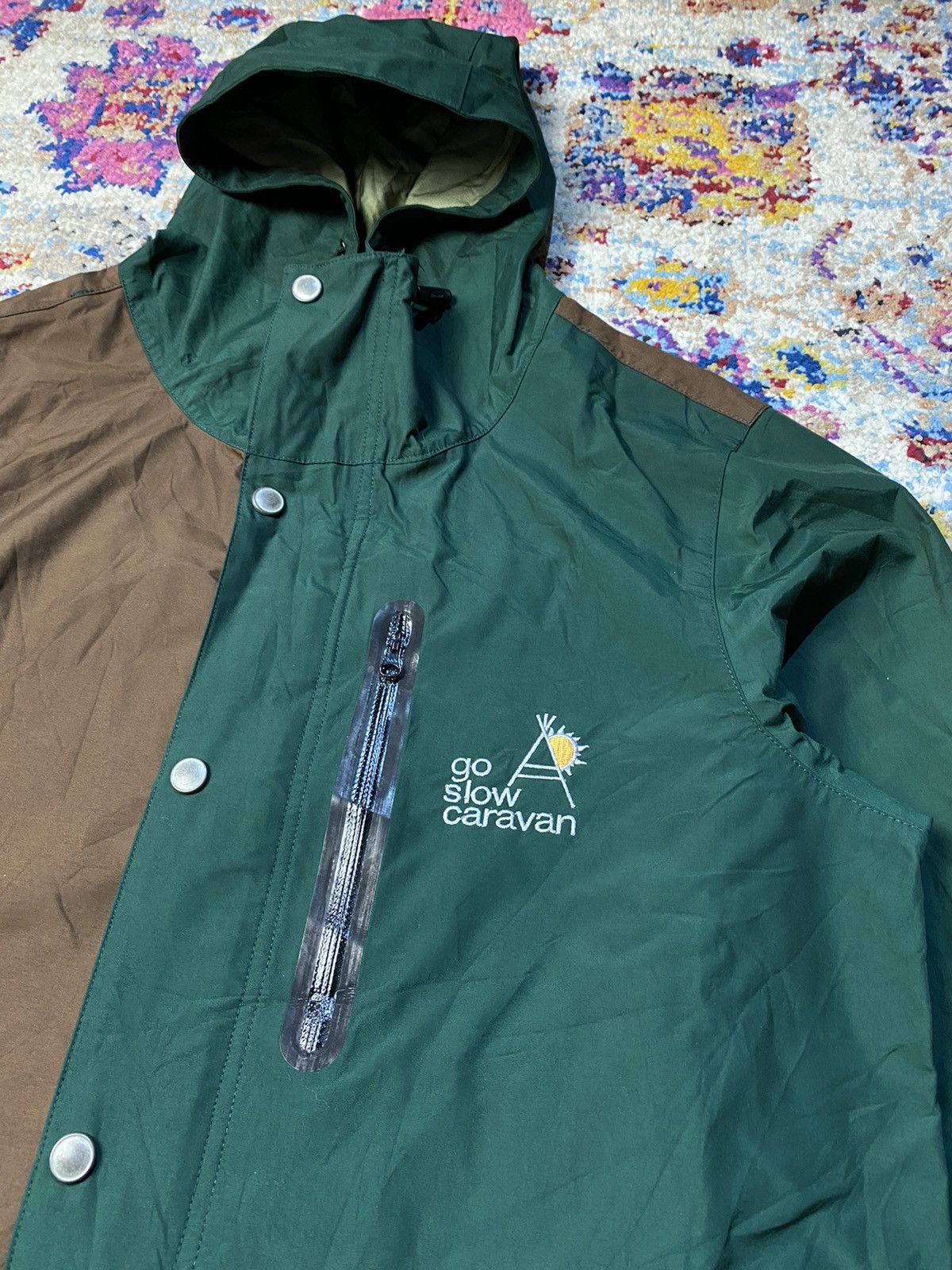 go slow caravan GO SLOW CARAVAN COLOR BLOCK LONG PARKA RAIN JACKET Size US M / EU 48-50 / 2 - 3 Thumbnail