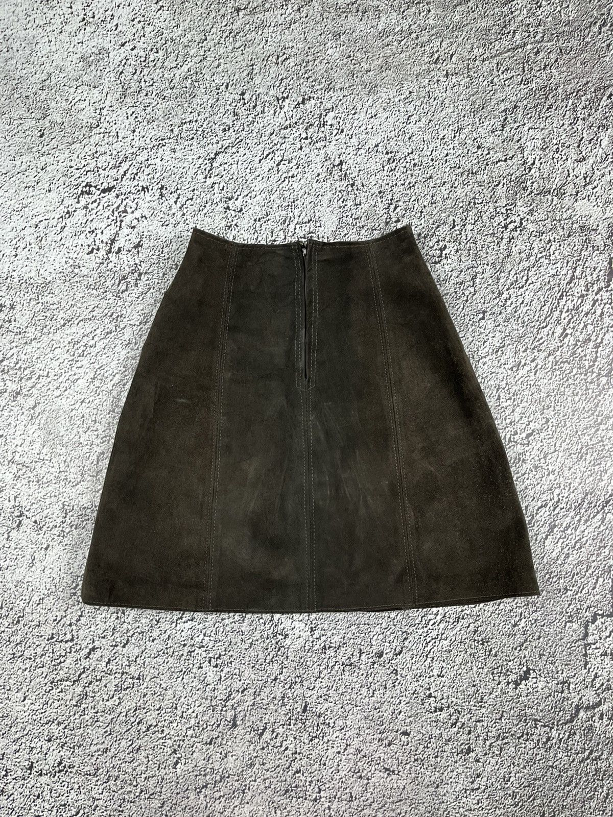 Vintage 70s Leather Brown Suede Skirt Retro AvantGarde