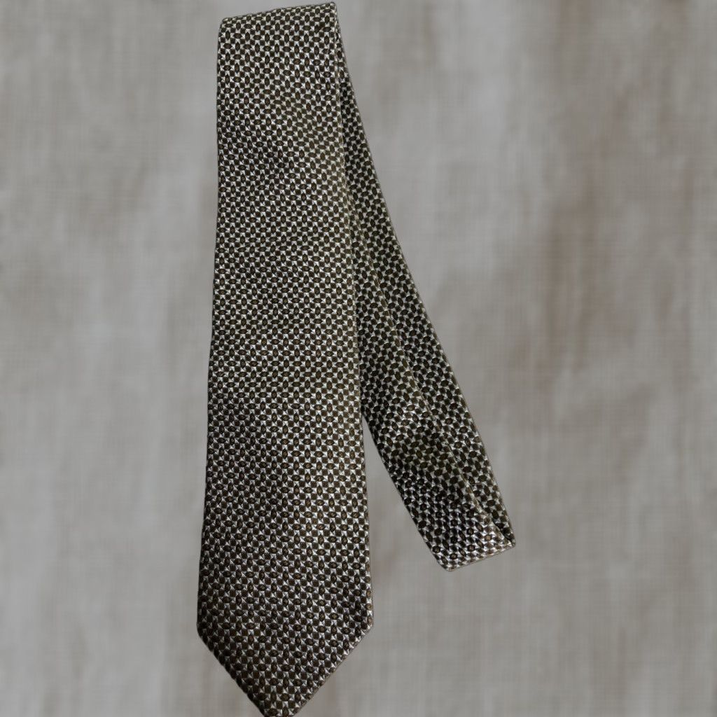 Hugo Boss HUGO BOSS Necktie Blue Brown Geometric Design Viscose Acetate Men Tie Size ONE SIZE - 1 Thumbnail