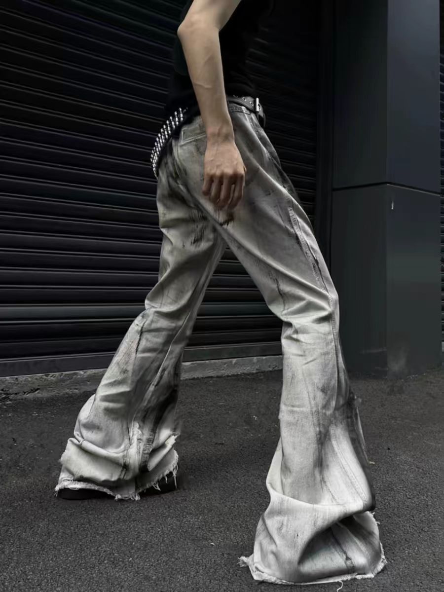 Japanese Brand Street vintage dirty white graffiti baggy jeans Size US 34 / EU 50 - 4 Thumbnail